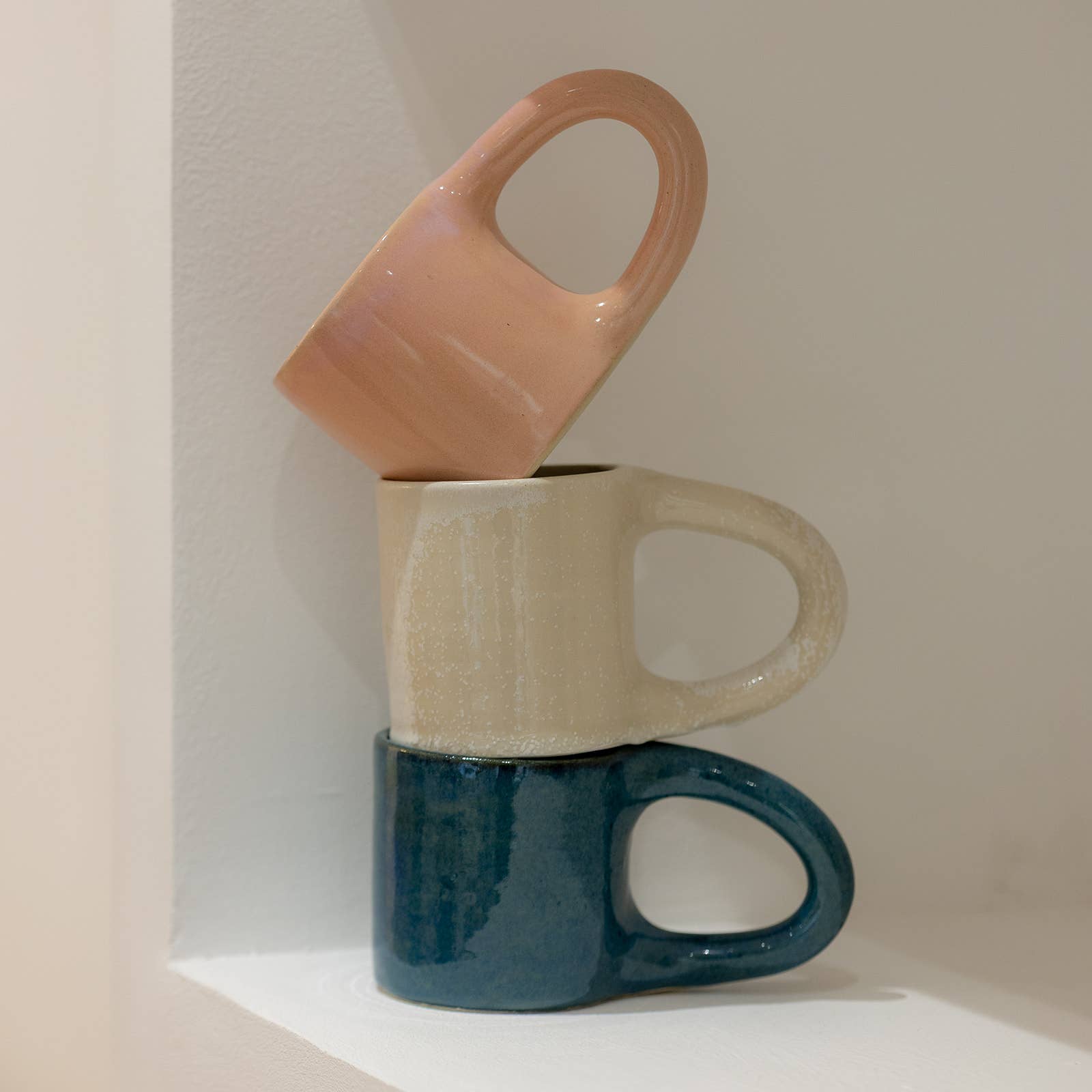 Large handmade ceramic mug with a sleek design craft: Pink