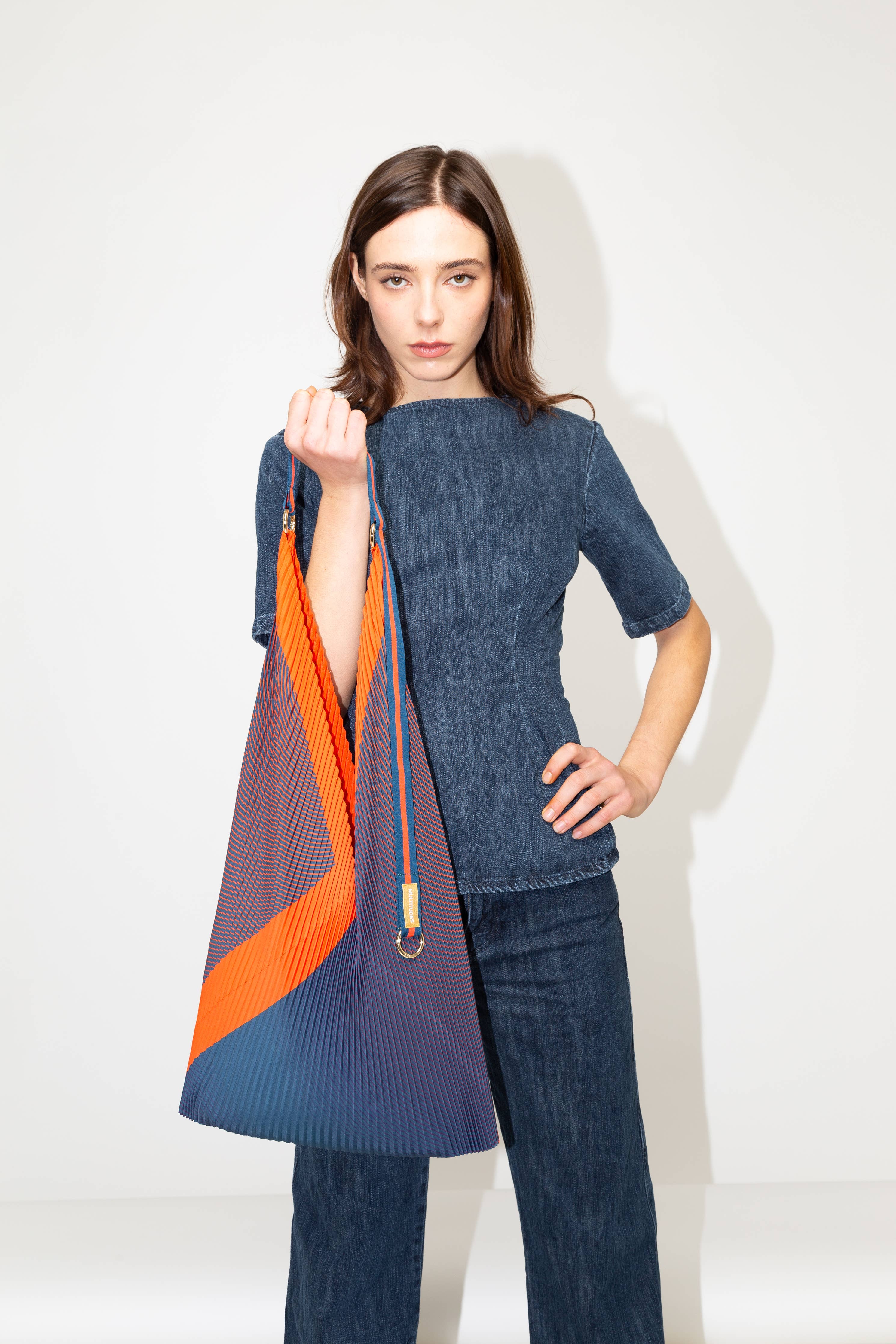 Isabella Blue Pleated Y-Bag