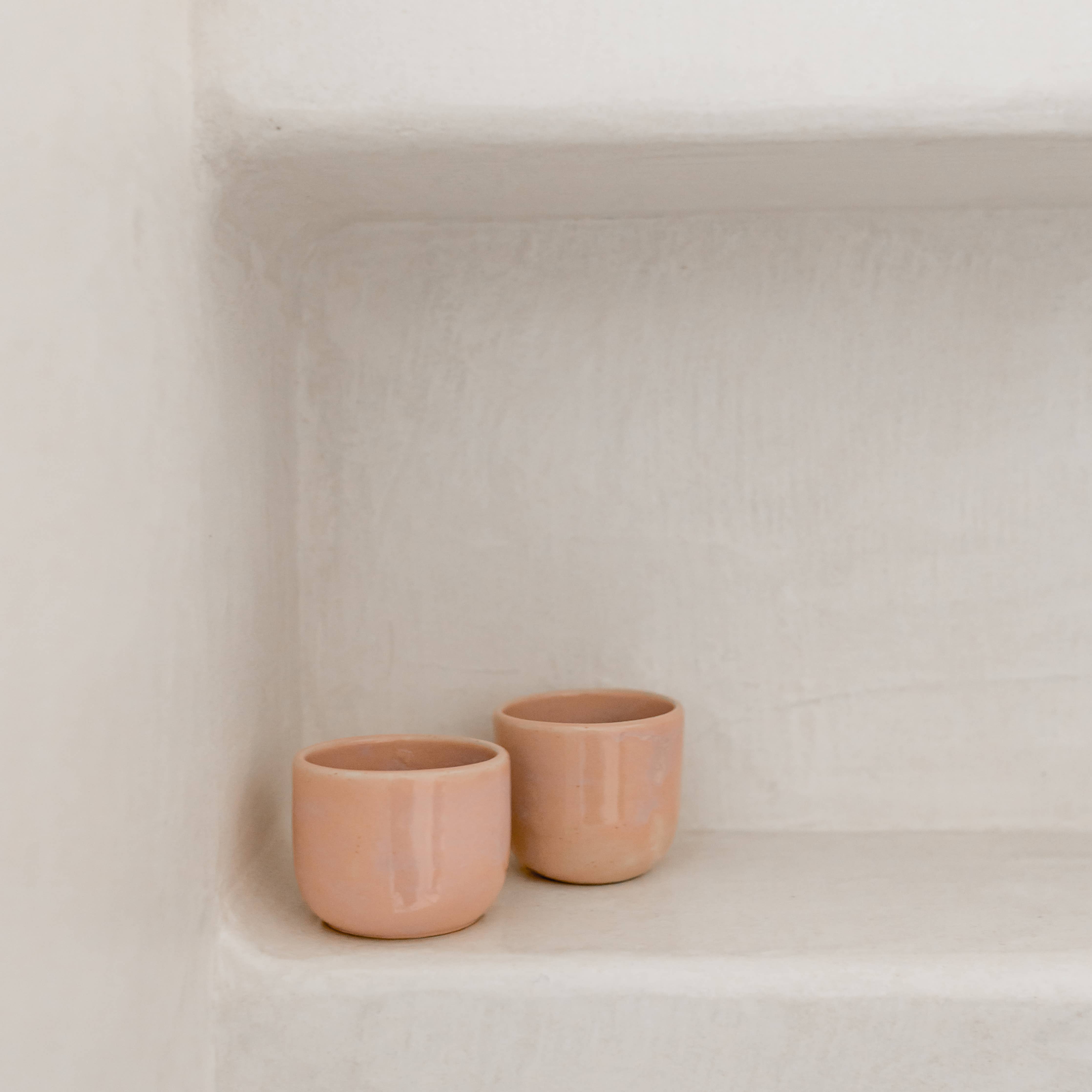 Handmade artisanal espresso coffee cup: Powdery pink
