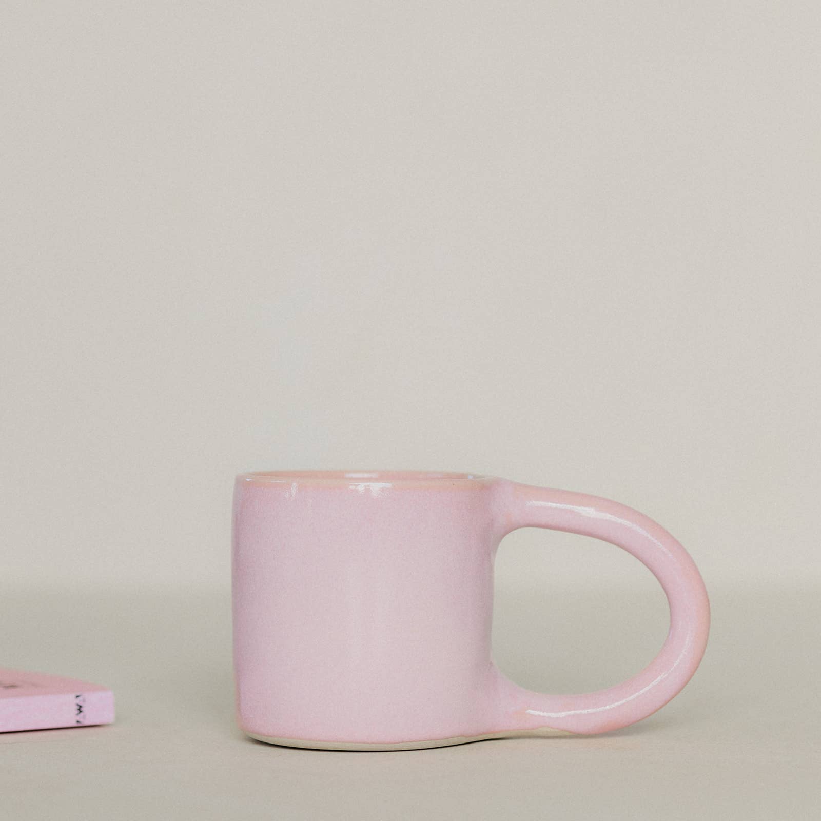 Large handmade ceramic mug with a sleek design craft: Pink