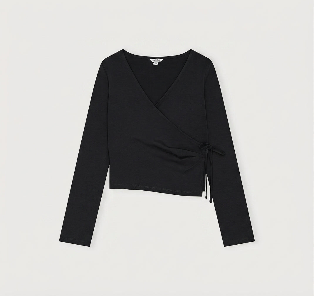 Everyday Wrap Top, Black