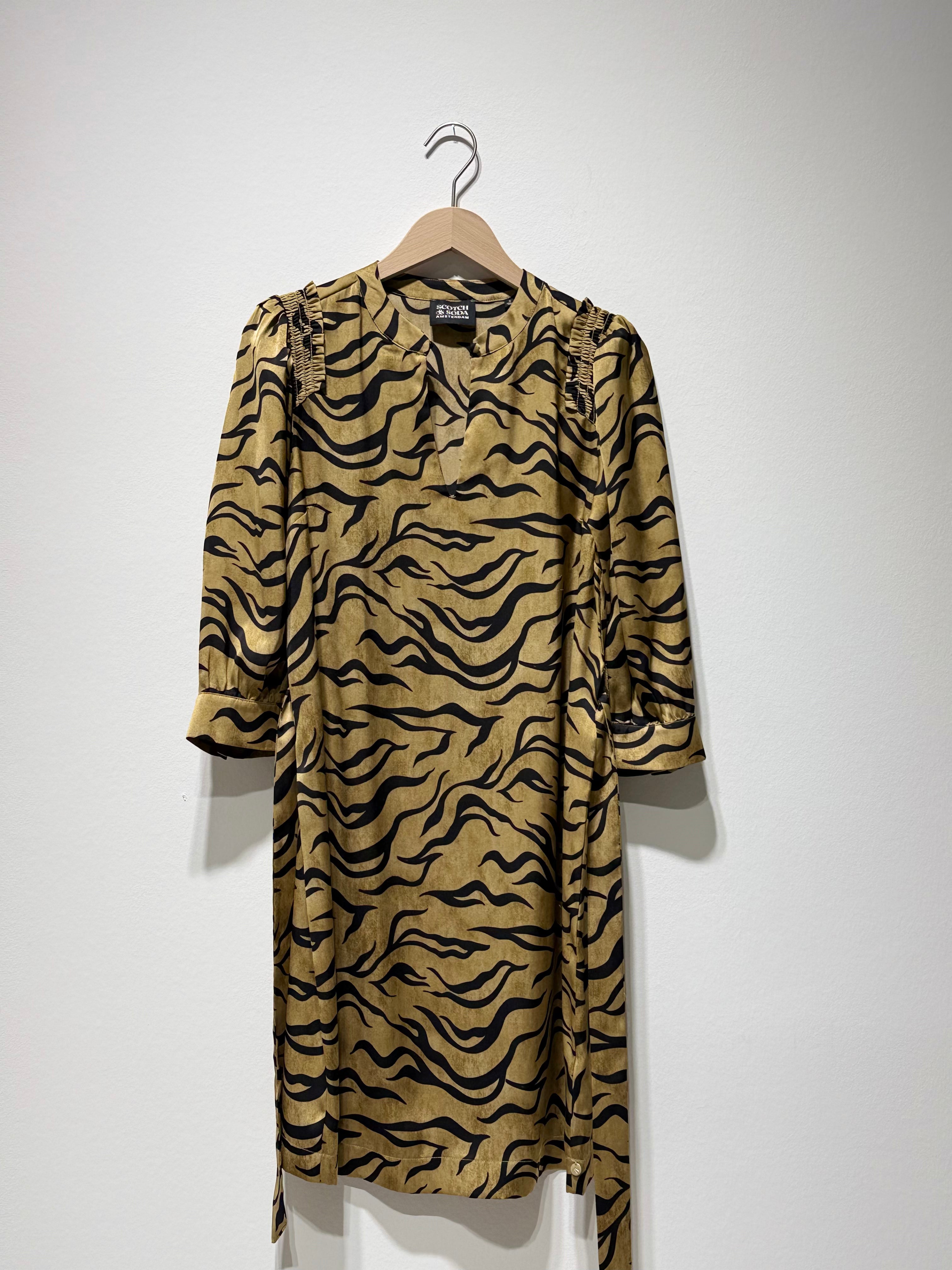 Gold-Black Print Dress, Secondhand