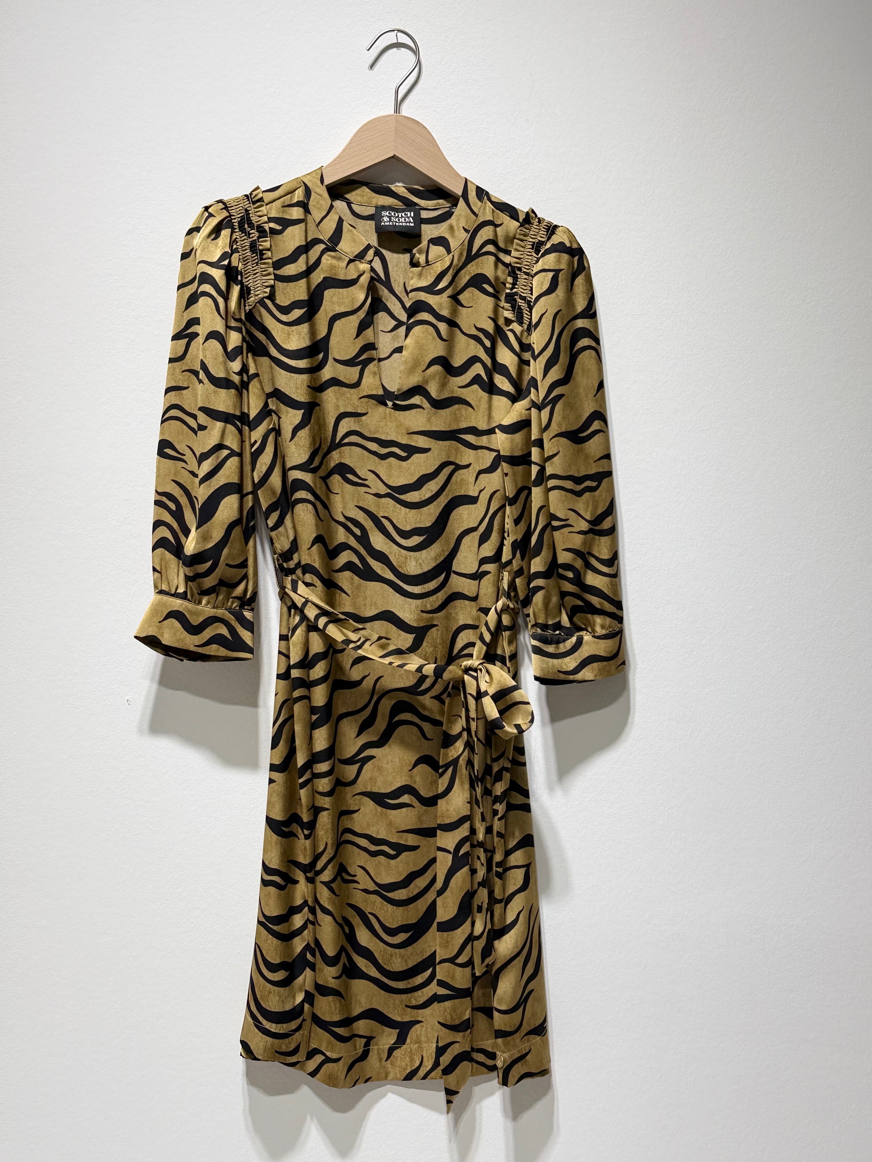 Gold-Black Print Dress, Secondhand