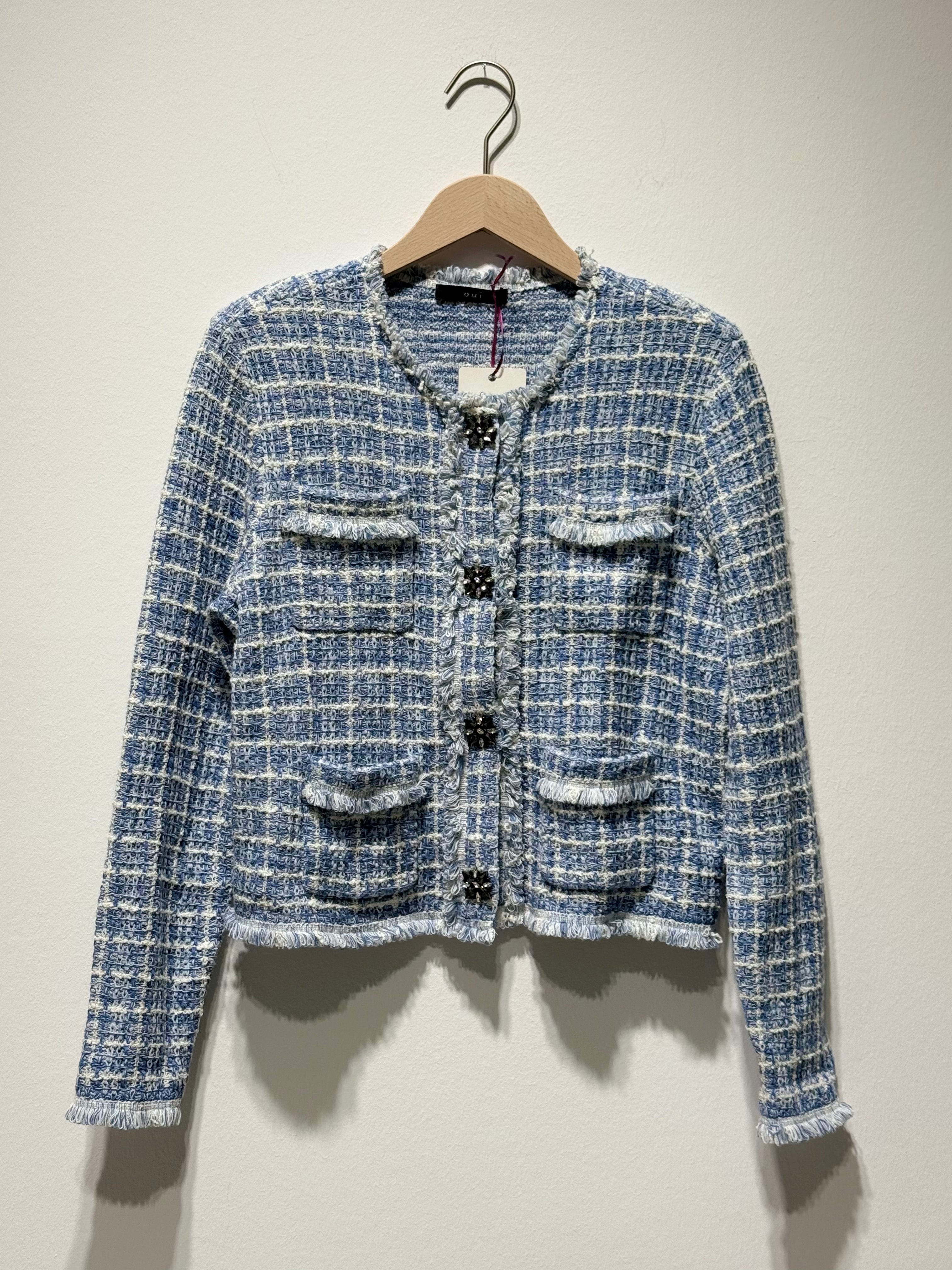 Blue/White Cropped Blazer