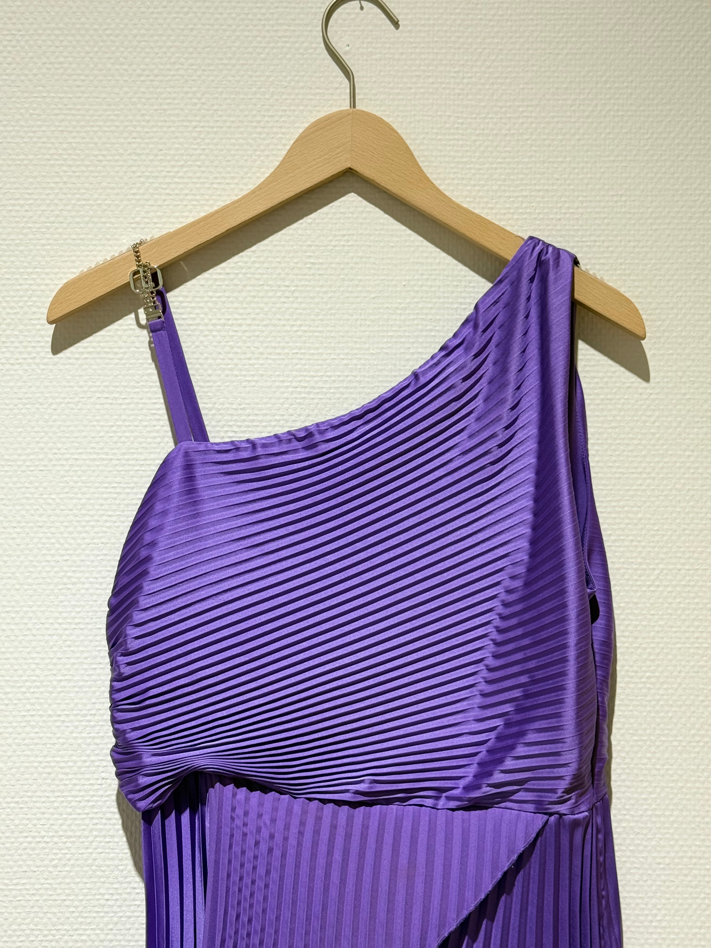 One-Shoulder Pleated Gown