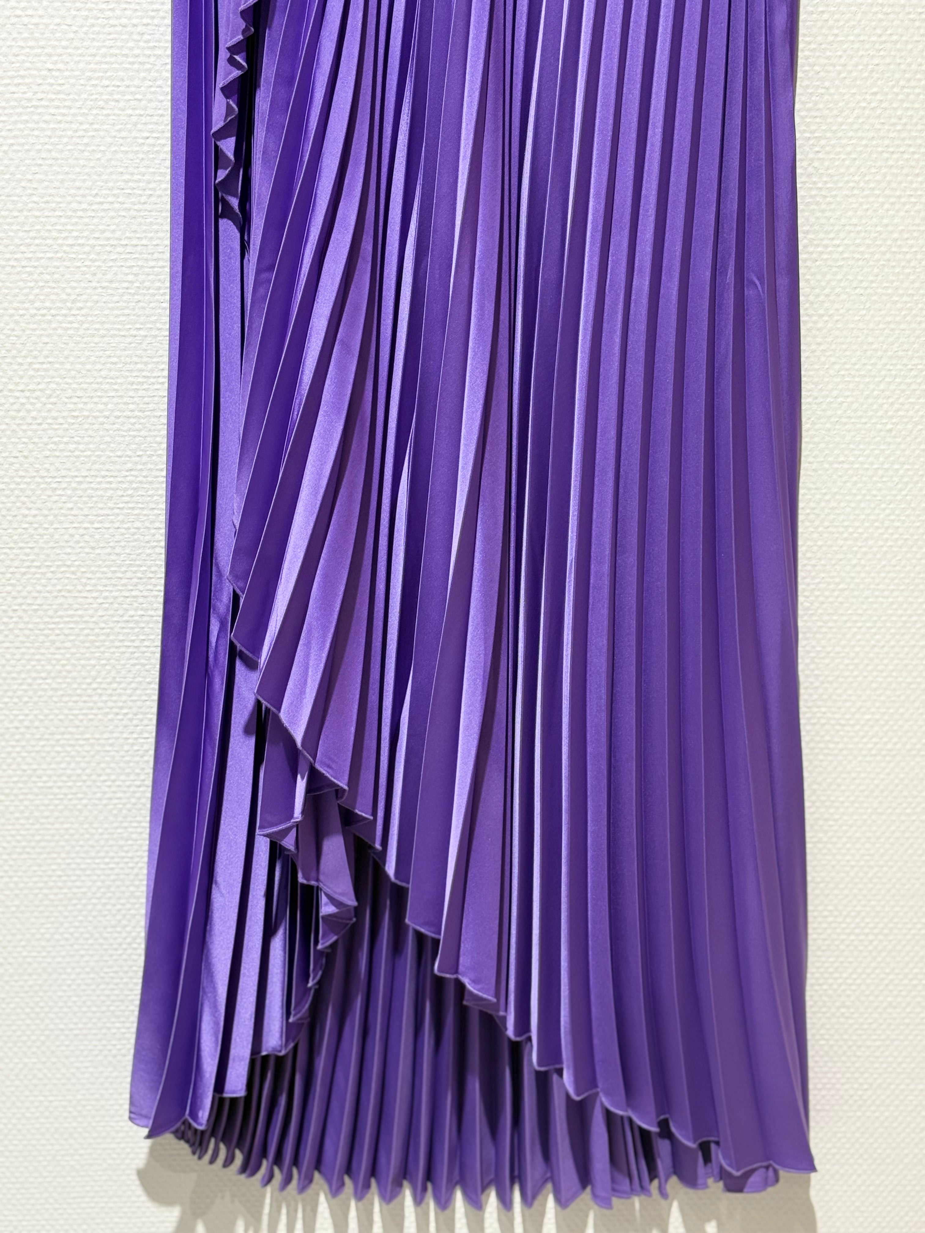 One-Shoulder Pleated Gown