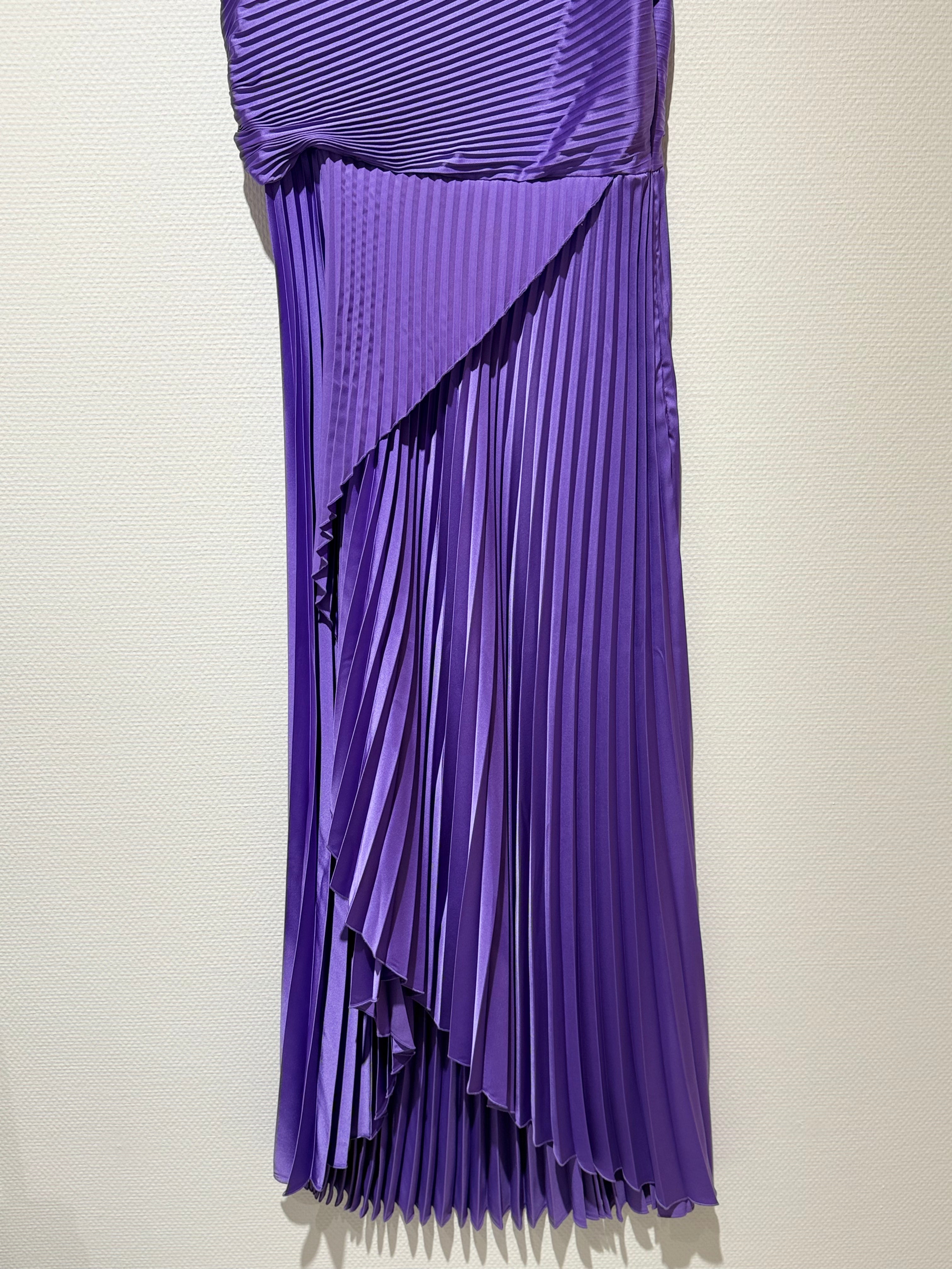 One-Shoulder Pleated Gown