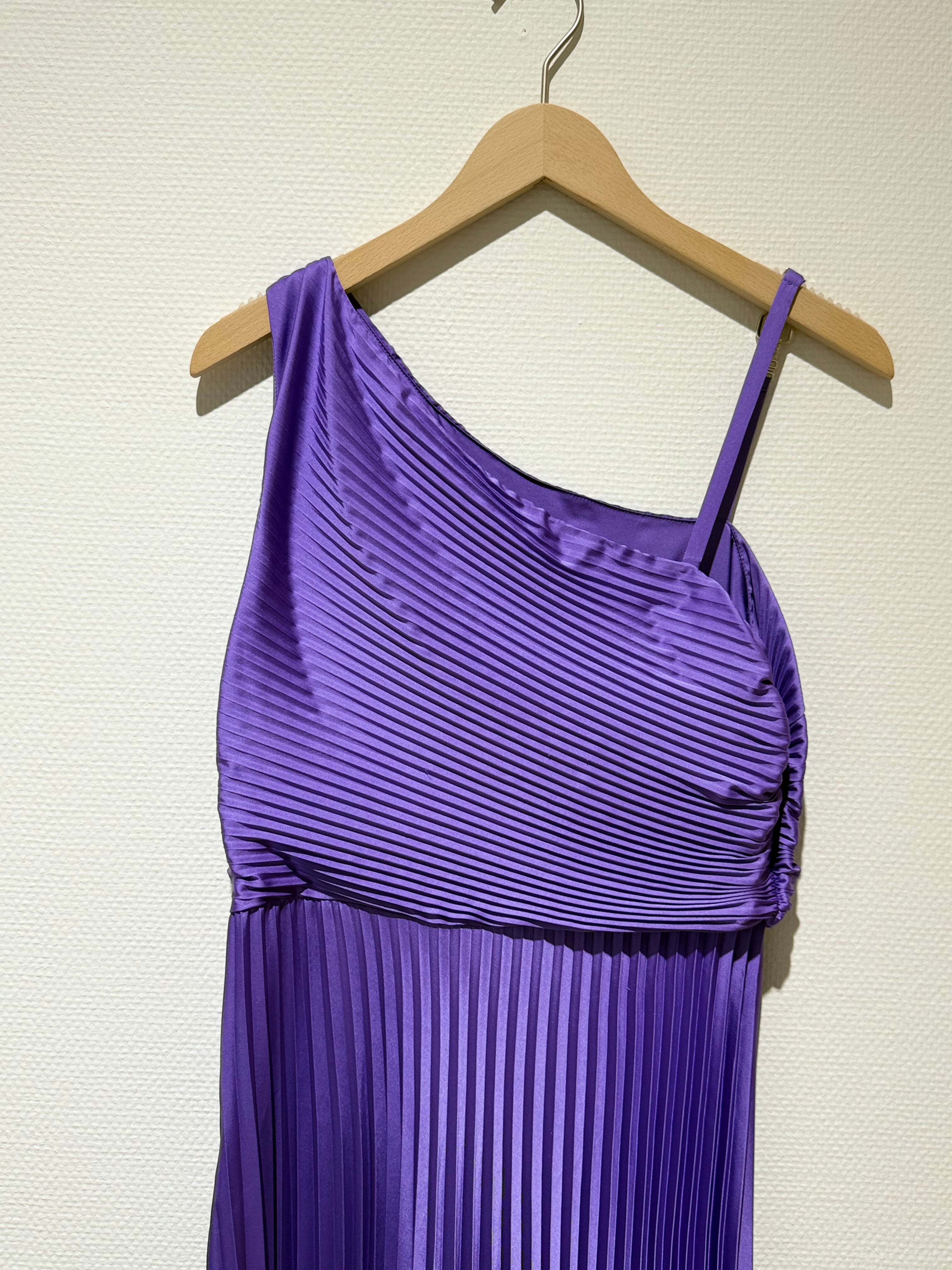 One-Shoulder Pleated Gown