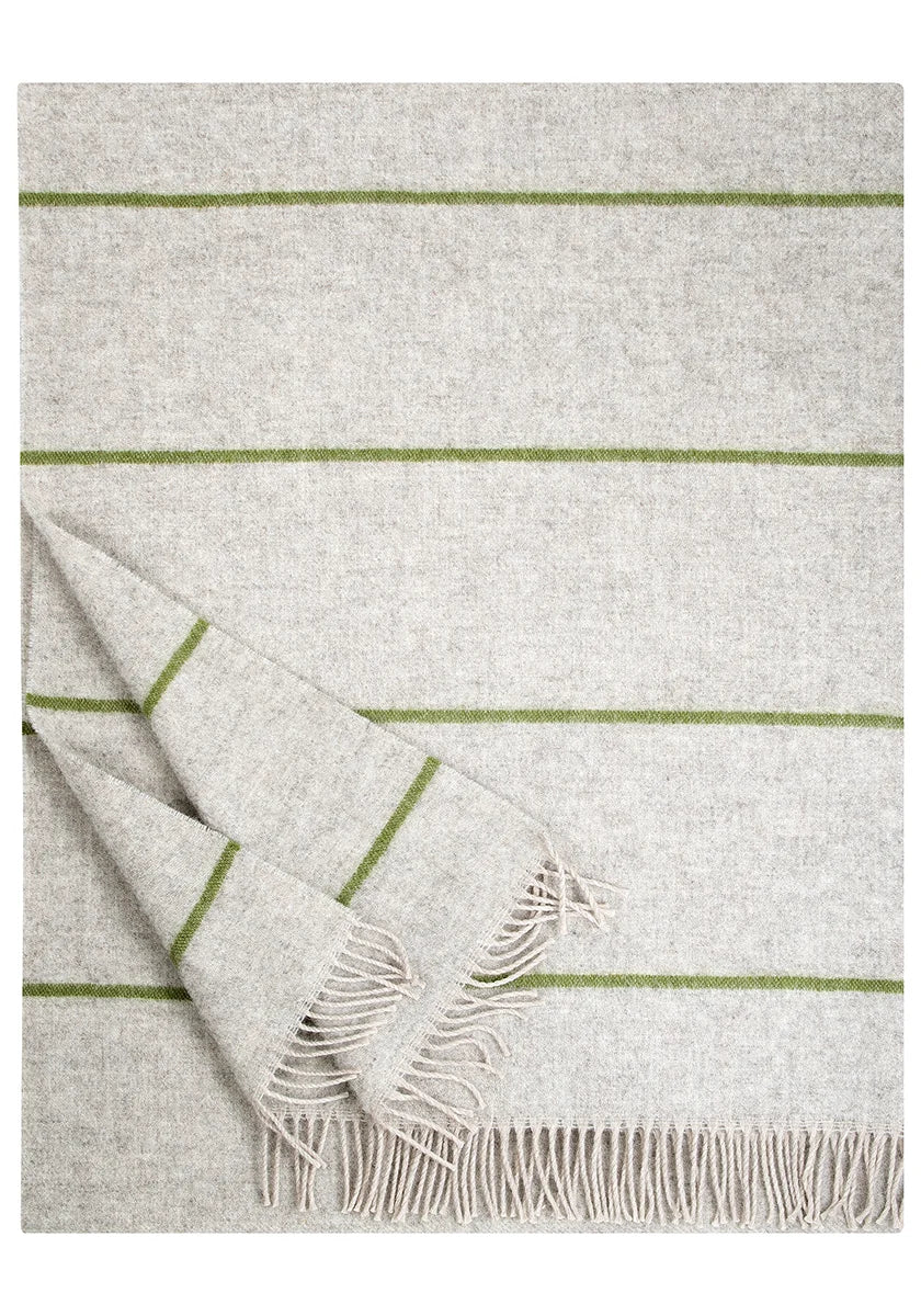 Halla Wool Blanket, Beige - Olive