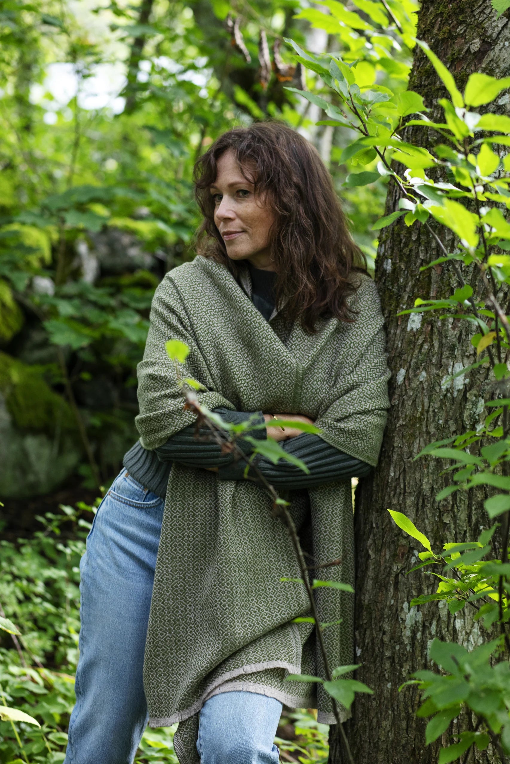 Koli Wool Scarf, Beige/Olive