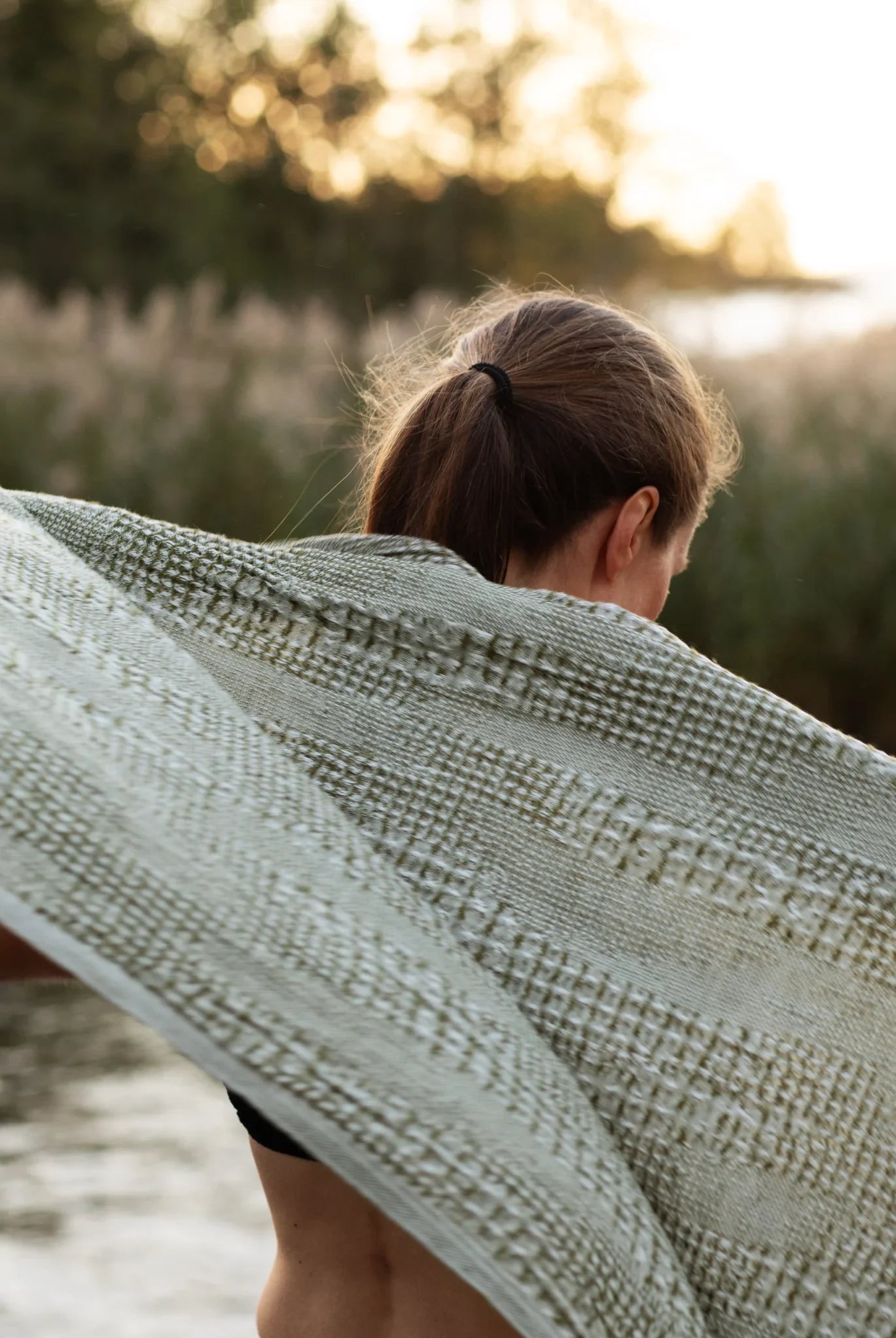 Kuohu Linen Towel, 85x180cm - Olive