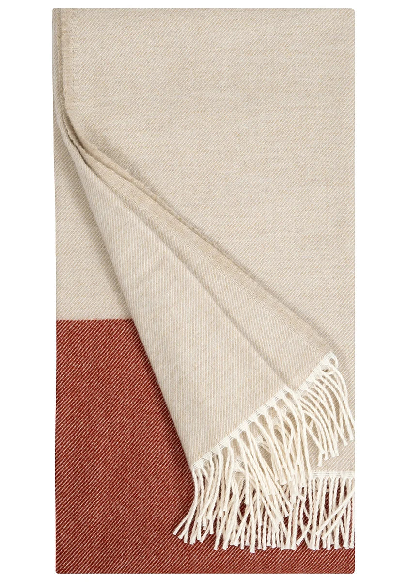 Naapuri Wool Blanket, Beige - Cinnamon