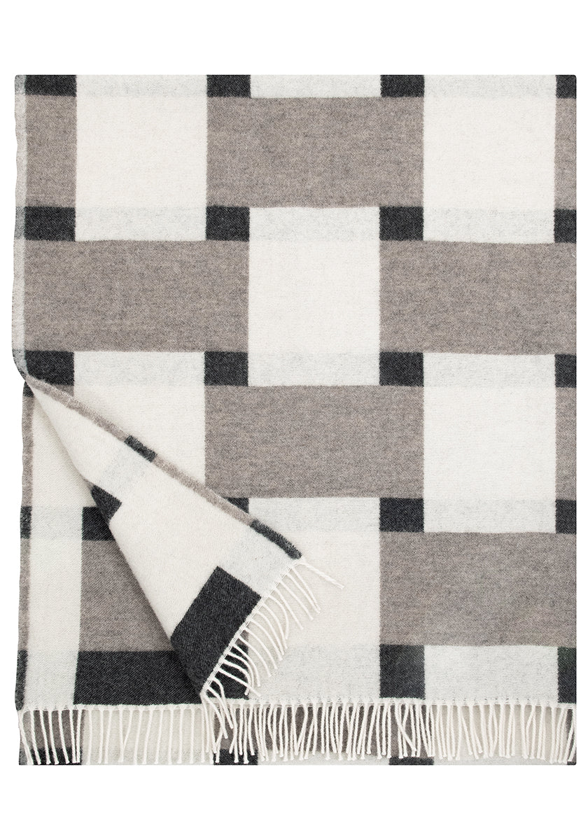 Punos Wool Blanket, White/Beige/Black