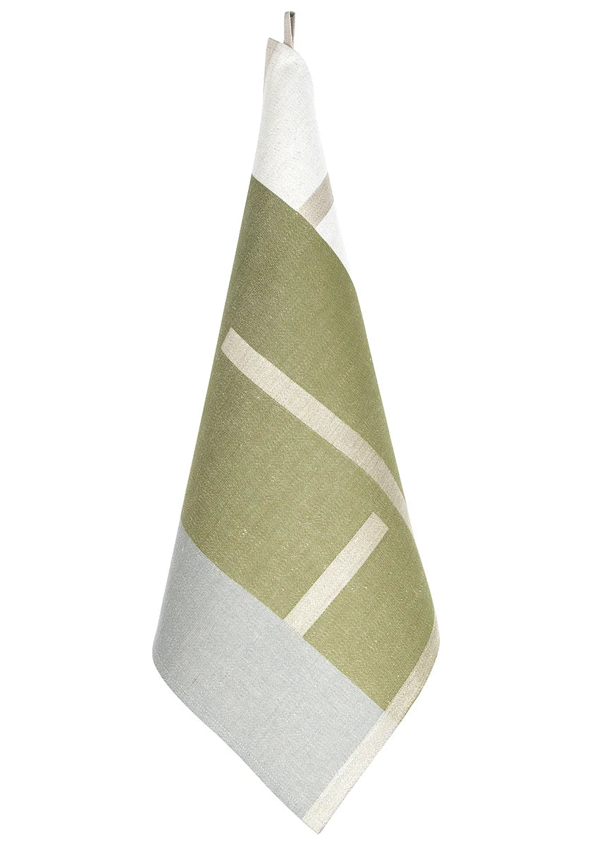 Suunta Linen Towel, Olive/White/Grey