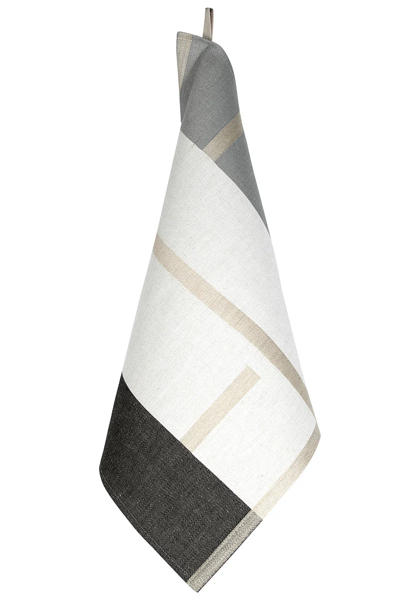 Suunta Linen Towel, White/Grey/Black