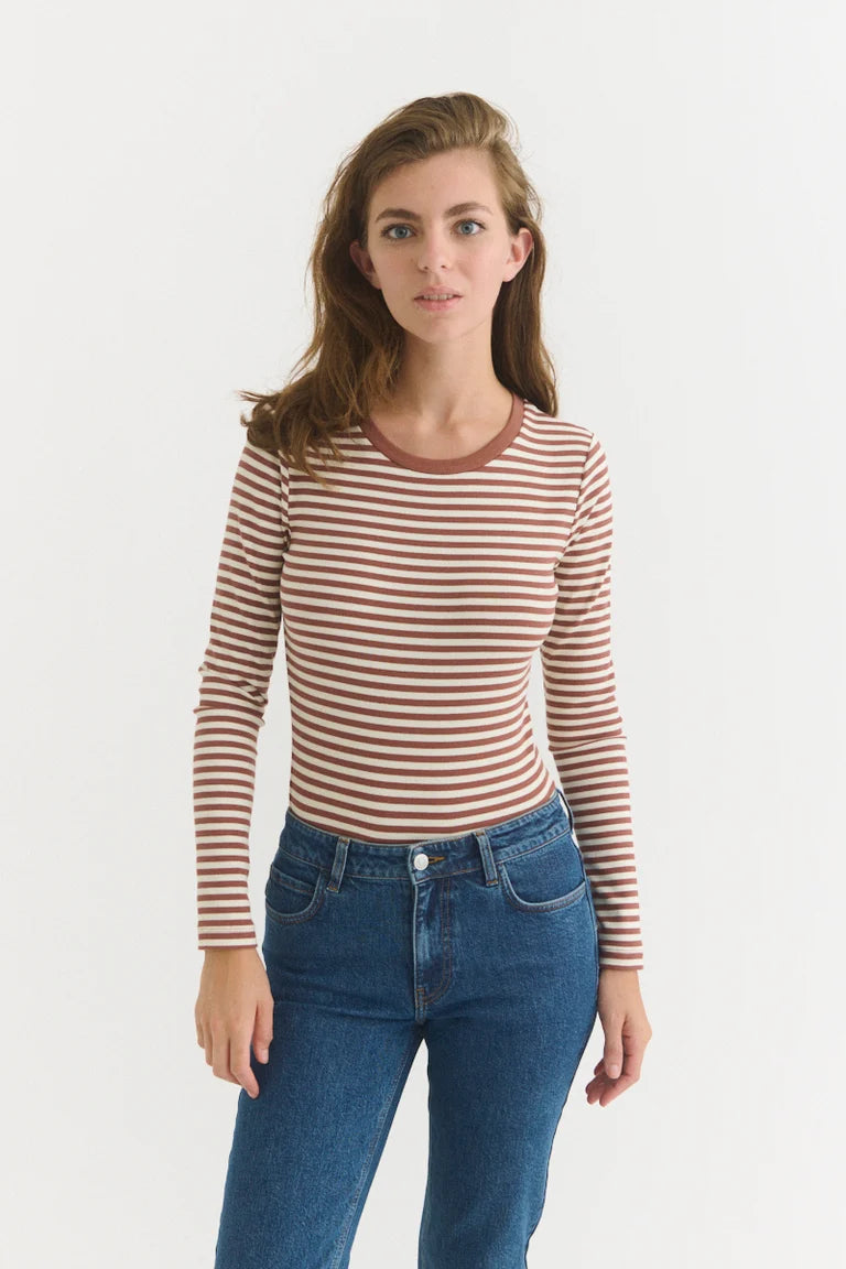Ludmilla Langarm-Shirt, Nerz/Whisper White/Nerz