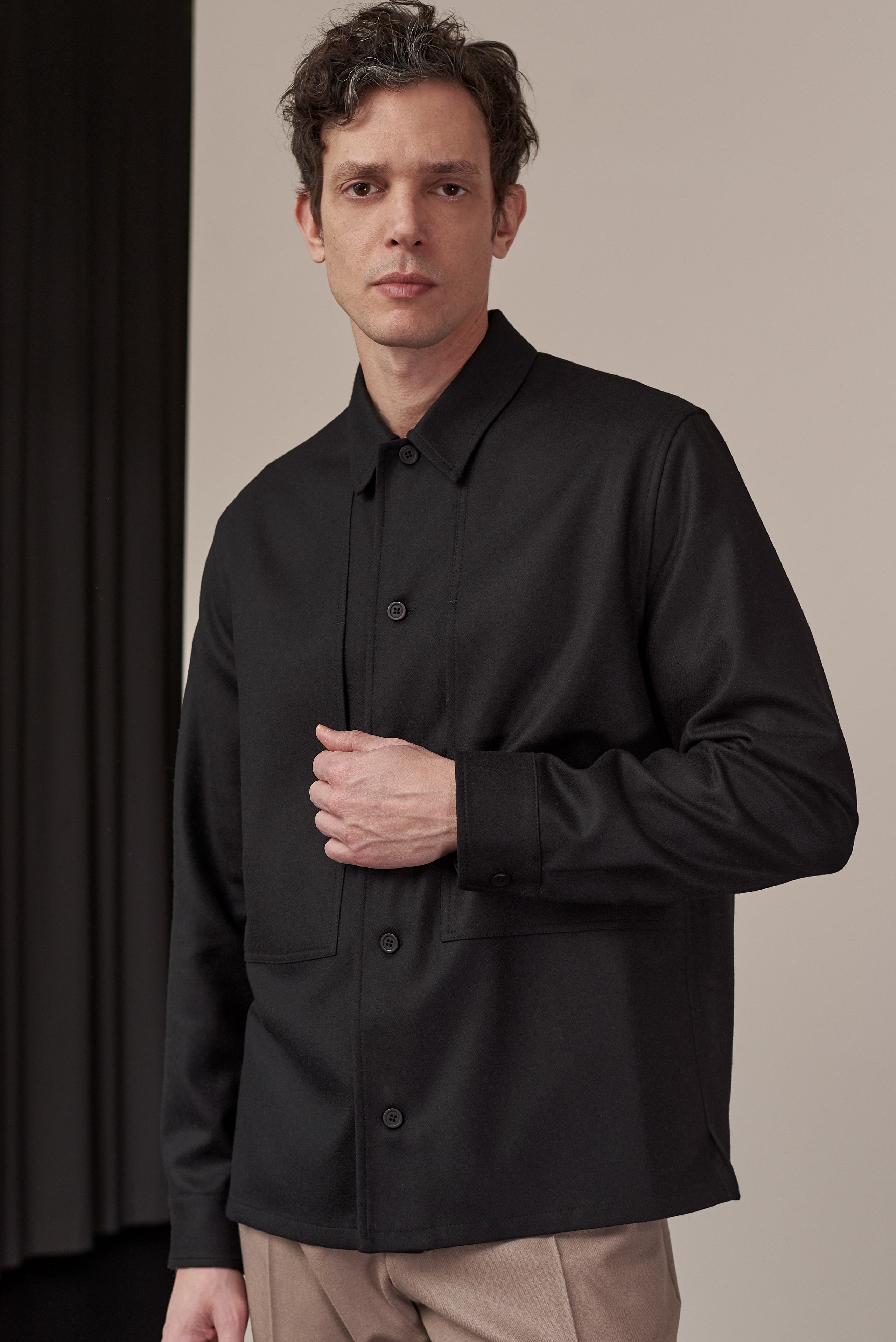 Owe Overshirt, Wool Black