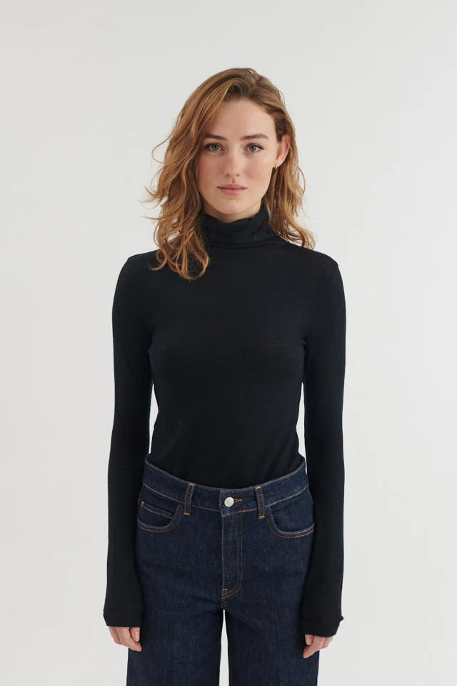 Rinja Rollkragenpullover, Schwarz
