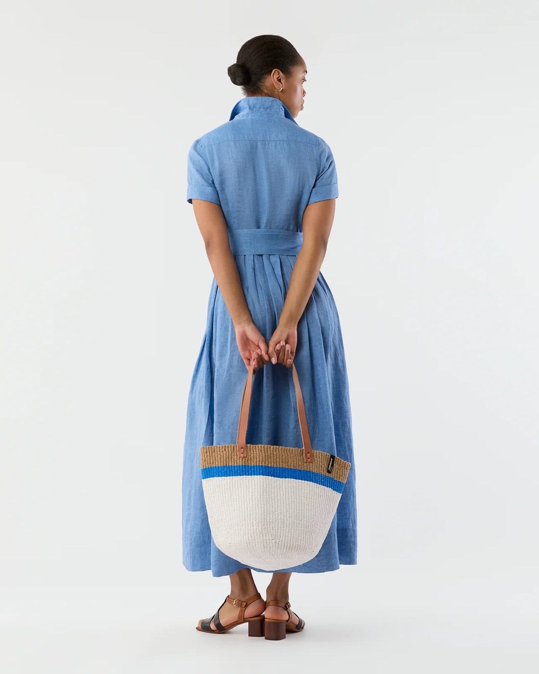 Kiondo Shopping Basket, Blue Stripe