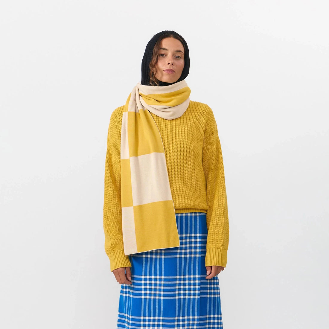 London Scarf, Jacquard Check Mustard