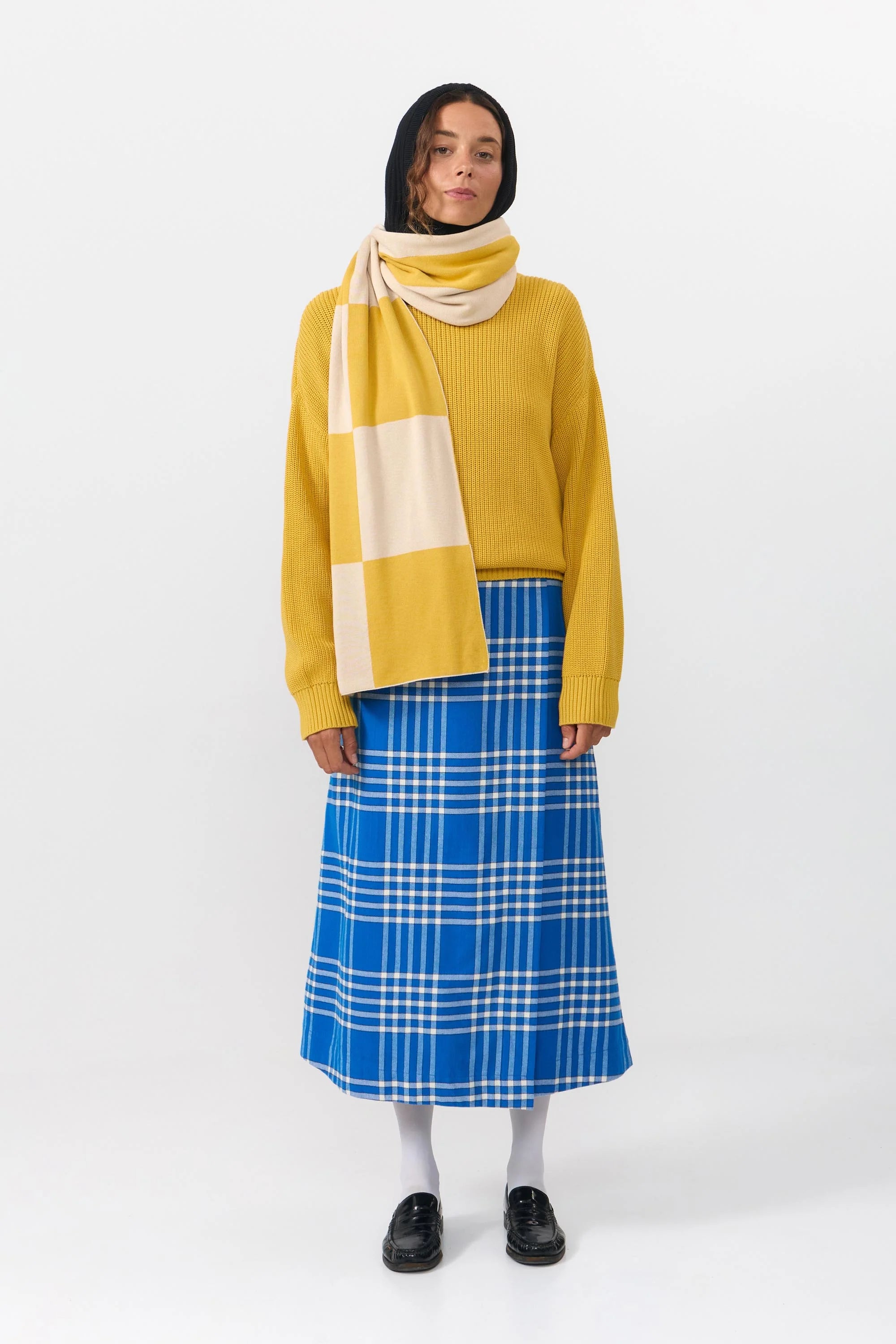 London Scarf, Jacquard Check Mustard