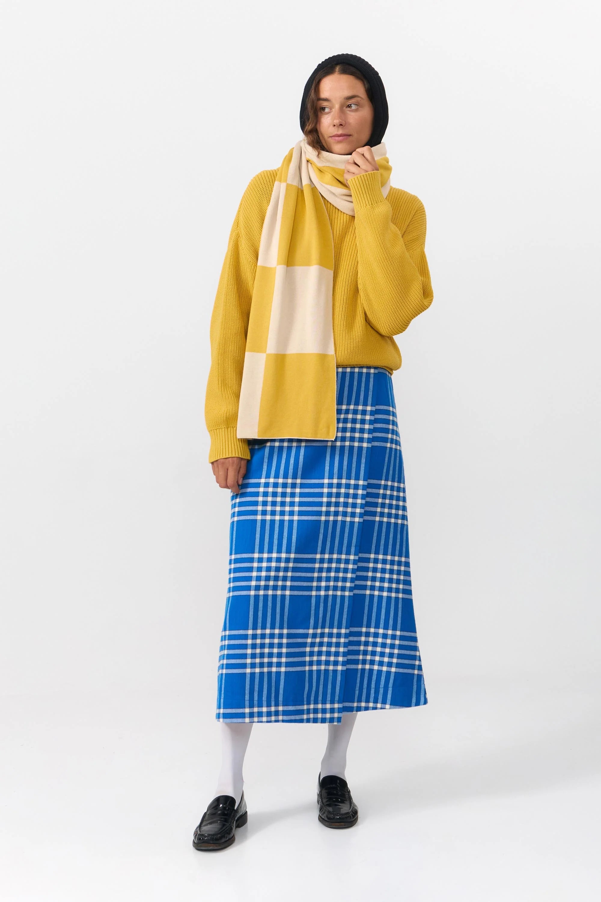 London Scarf, Jacquard Check Mustard