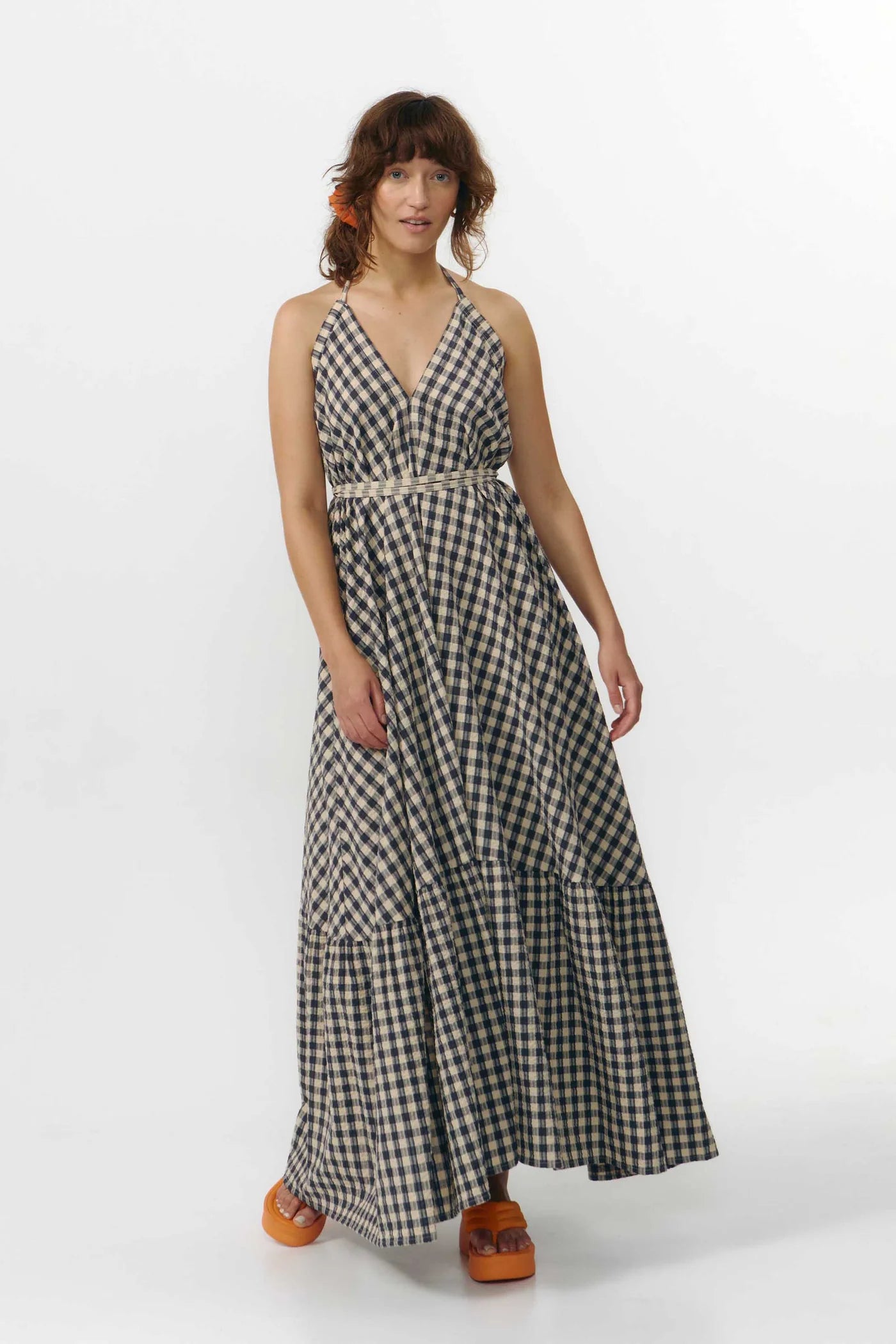 MP Long Dress, Check Grey