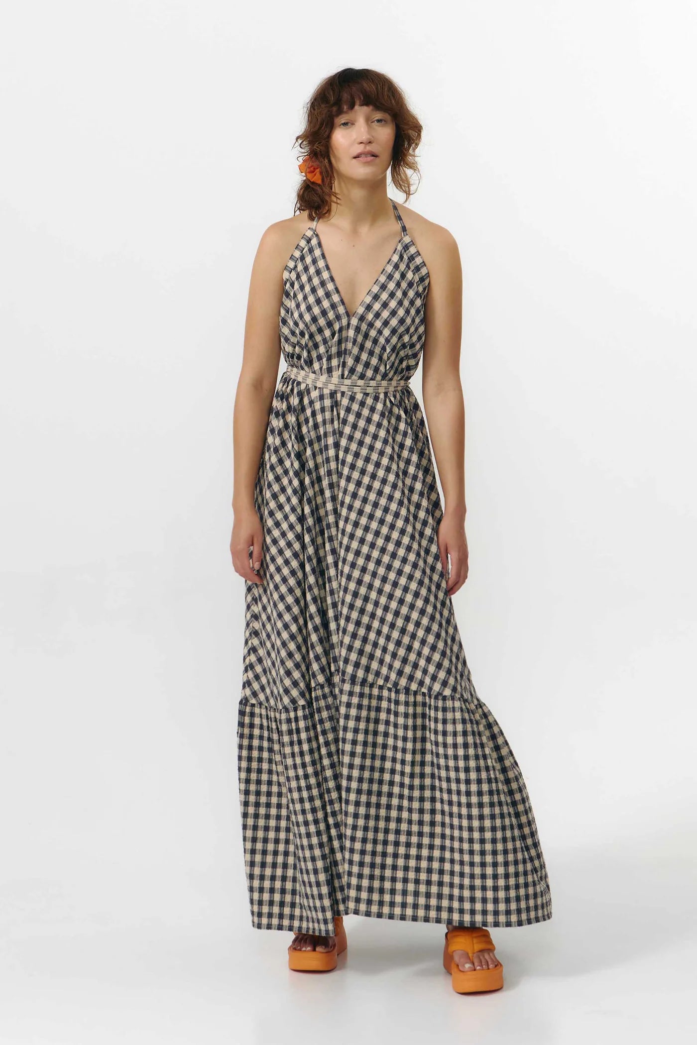 MP Long Dress, Check Grey