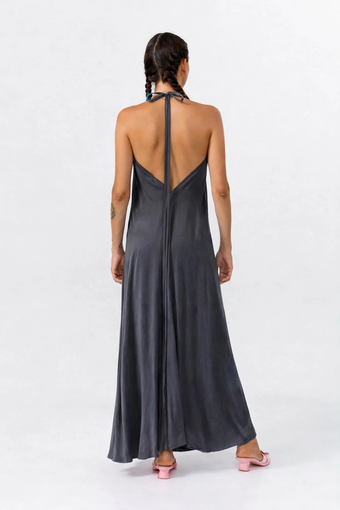 MP Long Dress, Cupro Dark Grey