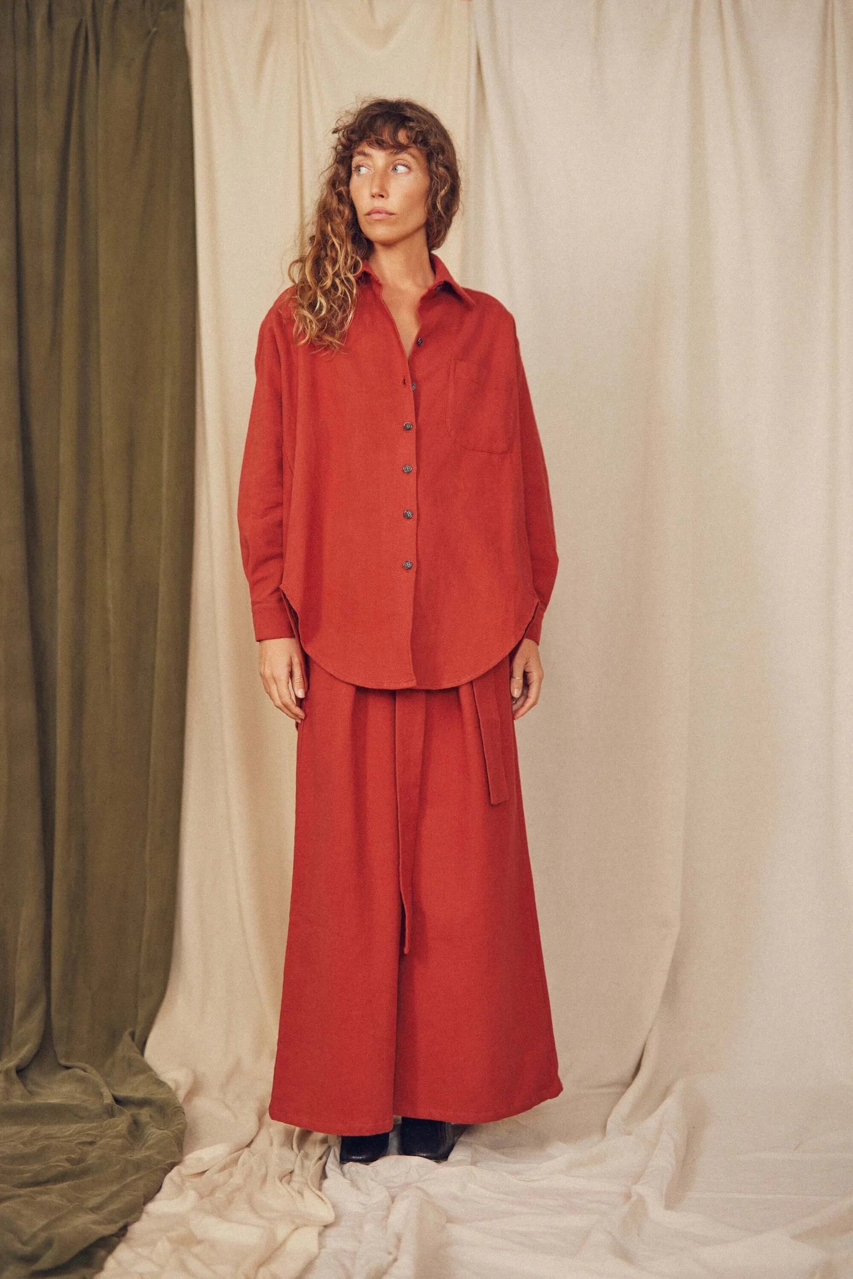 Organic Cotton Oversized Shirt, Rust