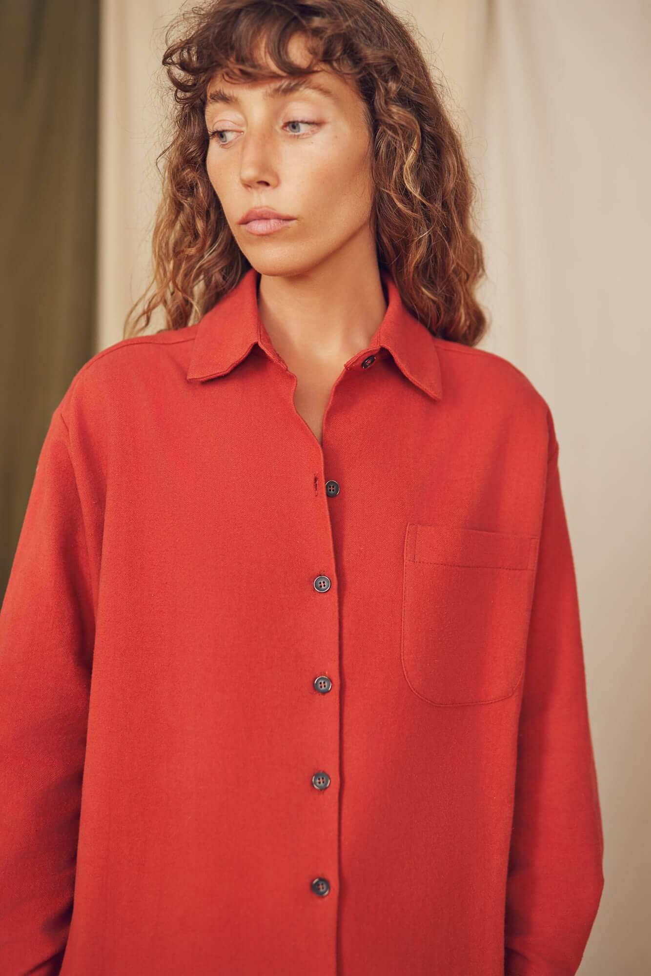 Organic Cotton Oversized Shirt, Rust