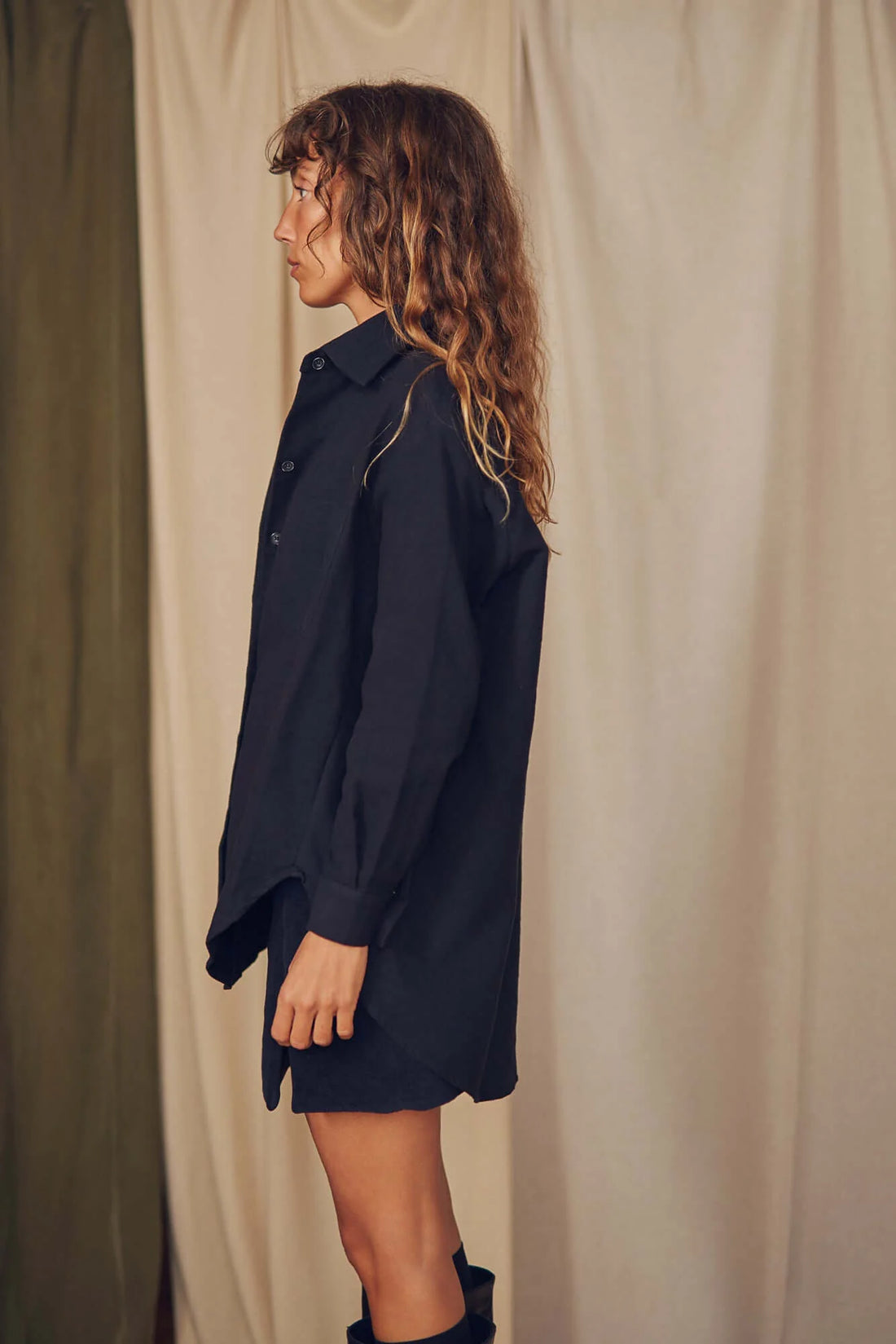 Organic Cotton Oversized Shirt, Black