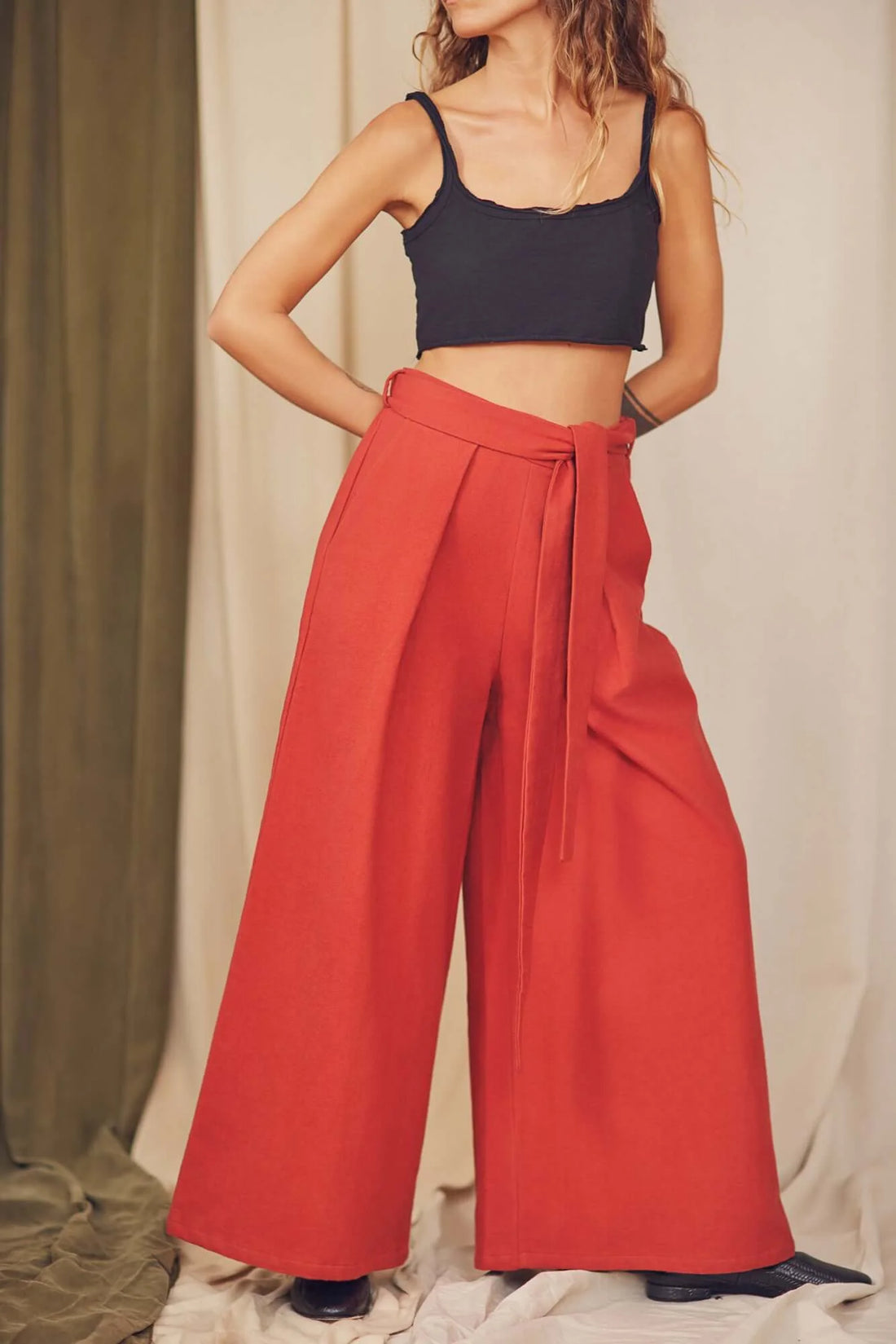 Organic Cotton Wrap Trousers, Rust