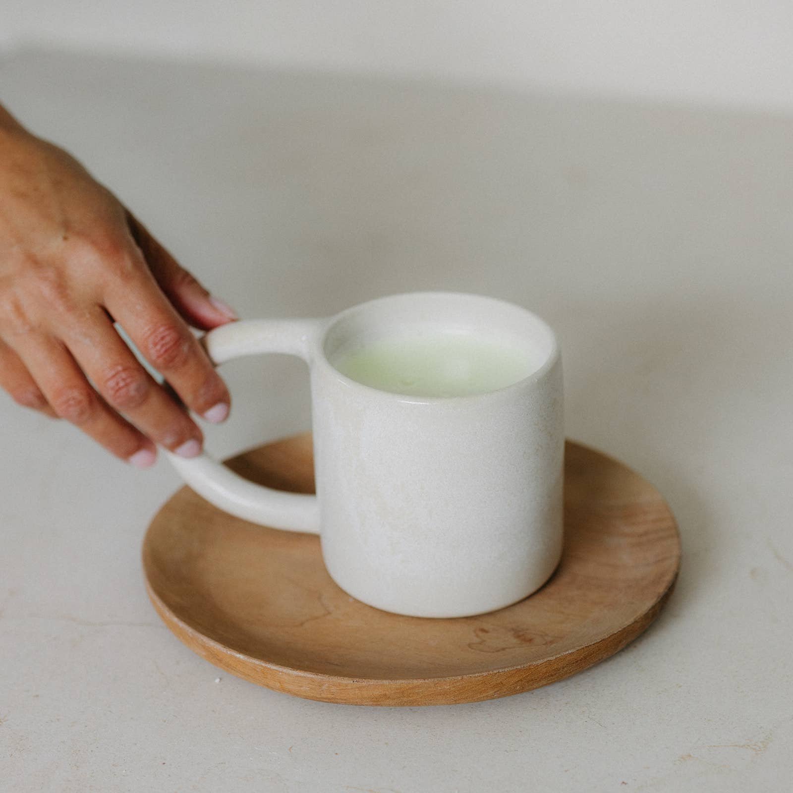 Large handmade ceramic mug with a sleek design craft: Speckled white