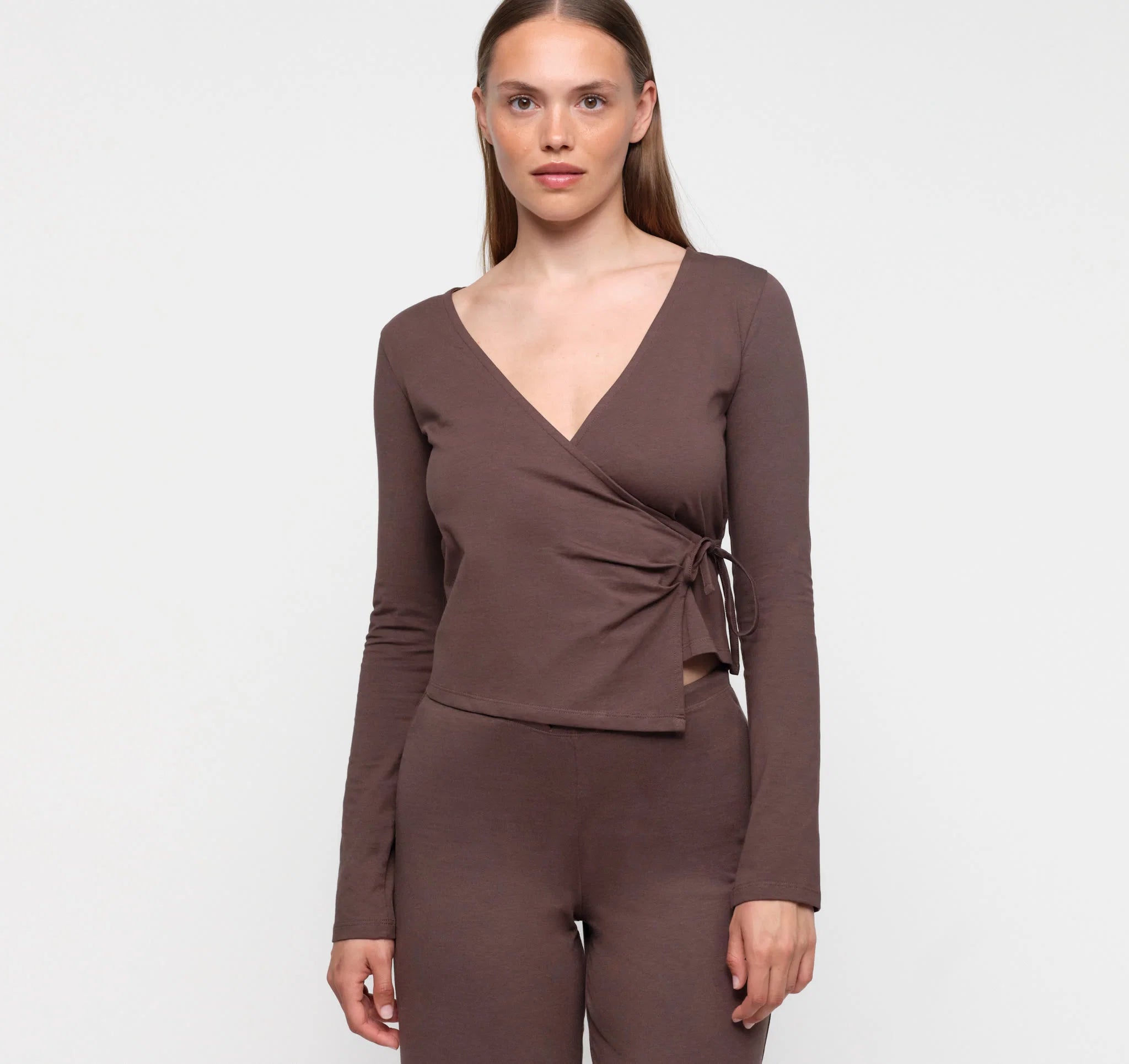 Everyday Wrap Top, Truffle