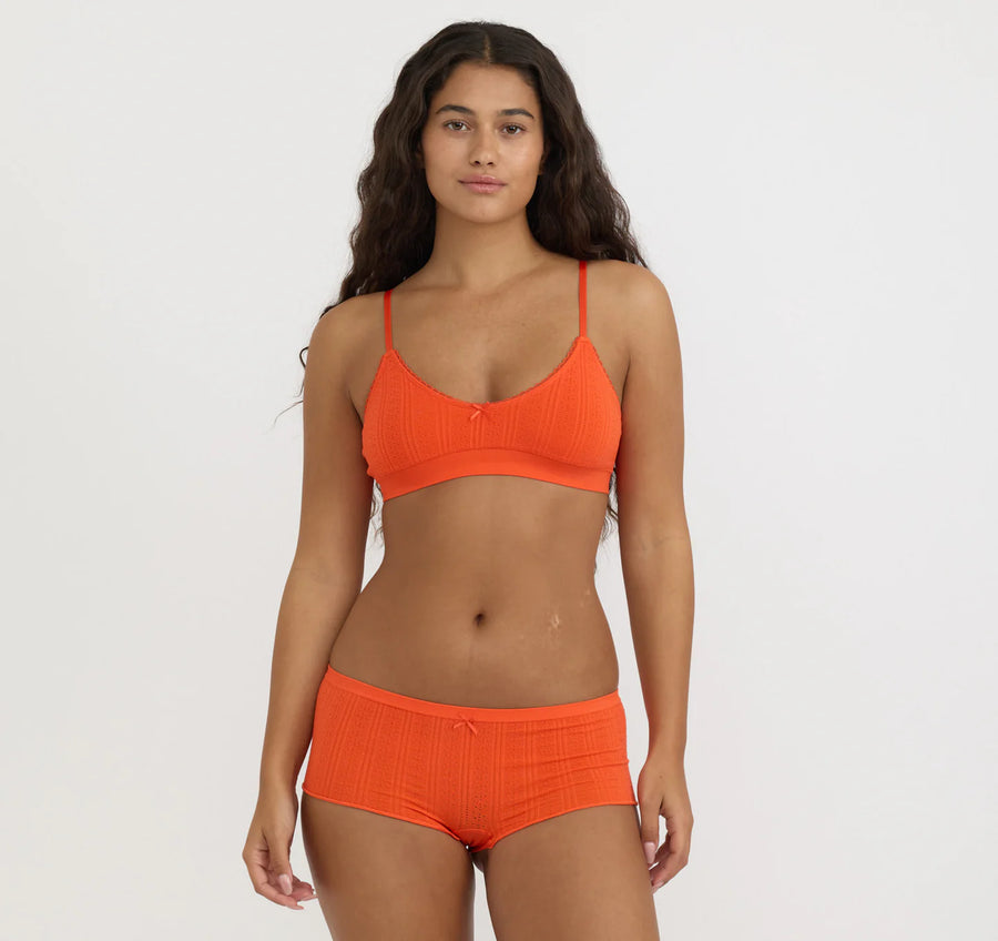 Pointelle Bralette, Leuchtend Rot