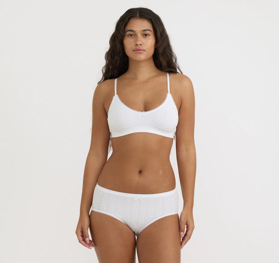Pointelle Bralette, Weiß