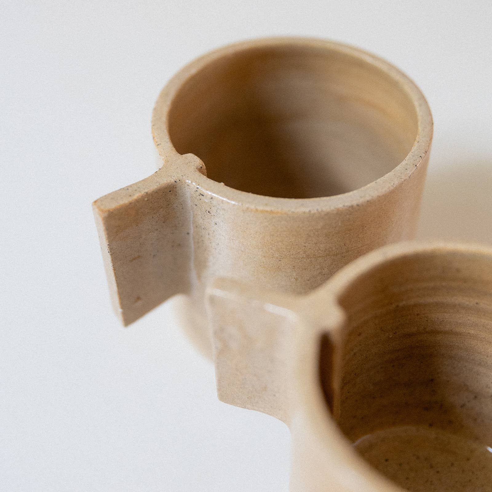 Minimalist handmade artisanal design coffee tea cup with handle