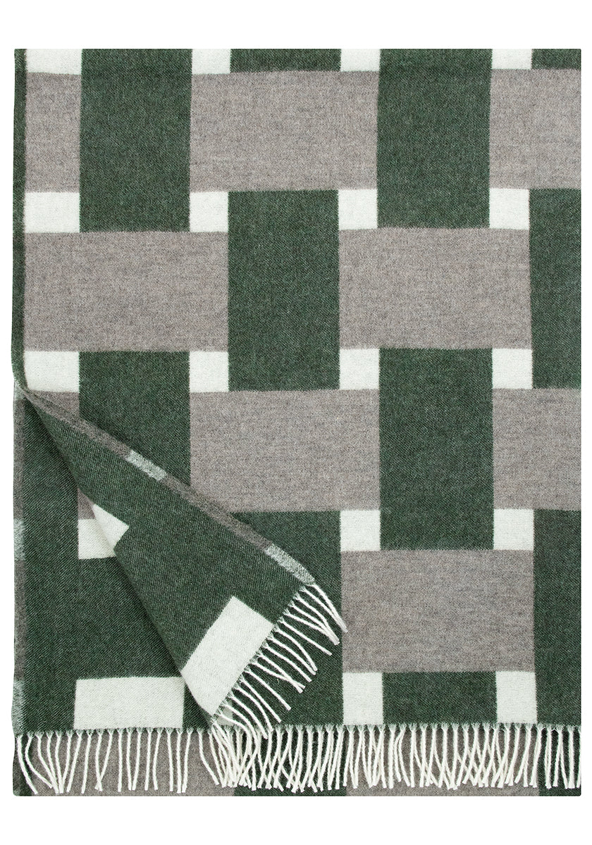 Punos Wool Blanket, Beige/Olive/White