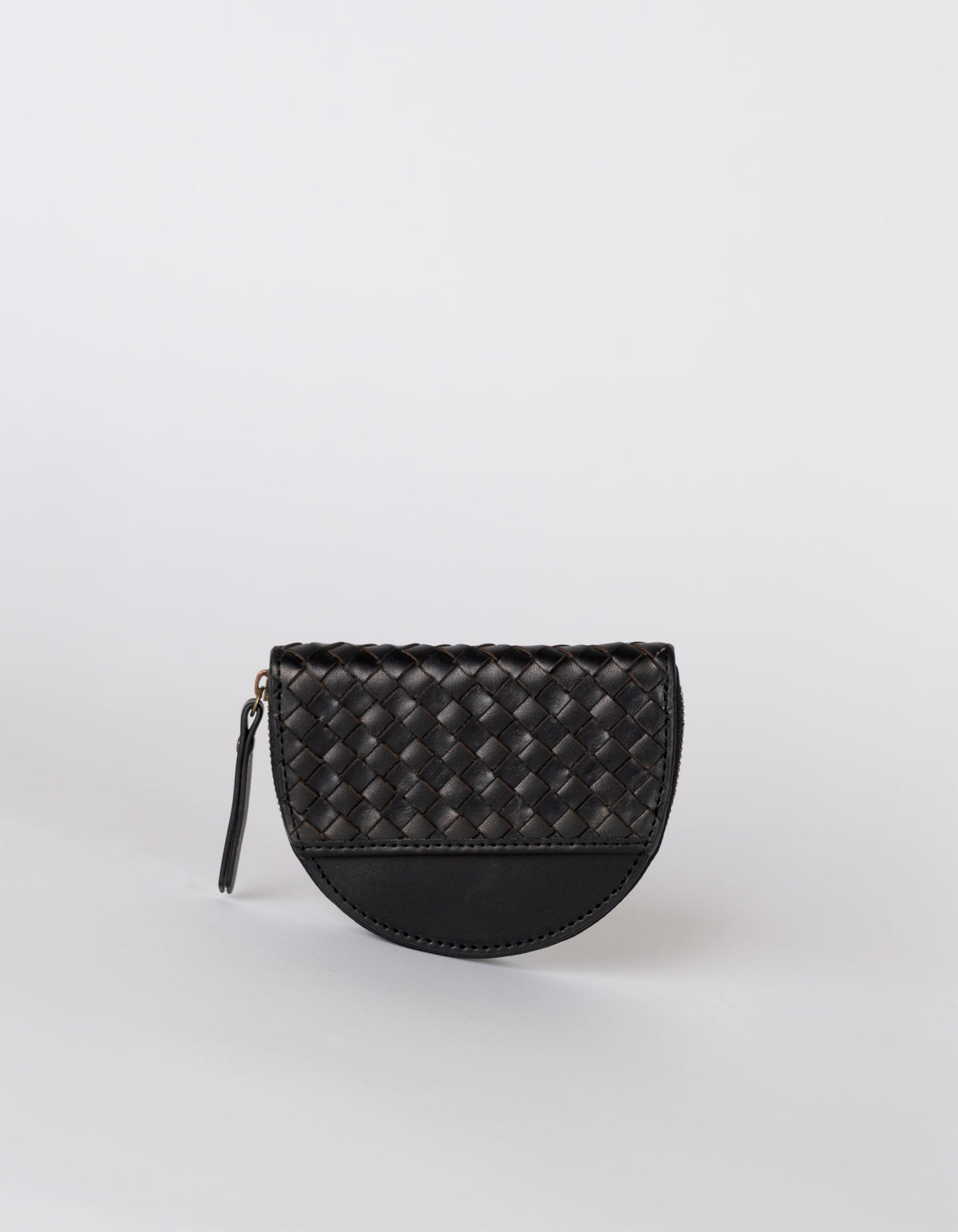 LAURA COIN PURSE, Black Woven Classic Leather