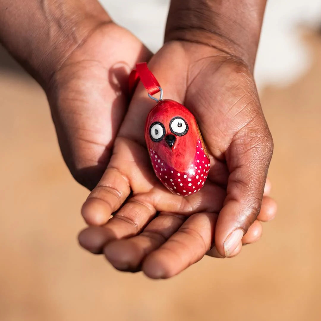 Red Owl Wooden Ornament