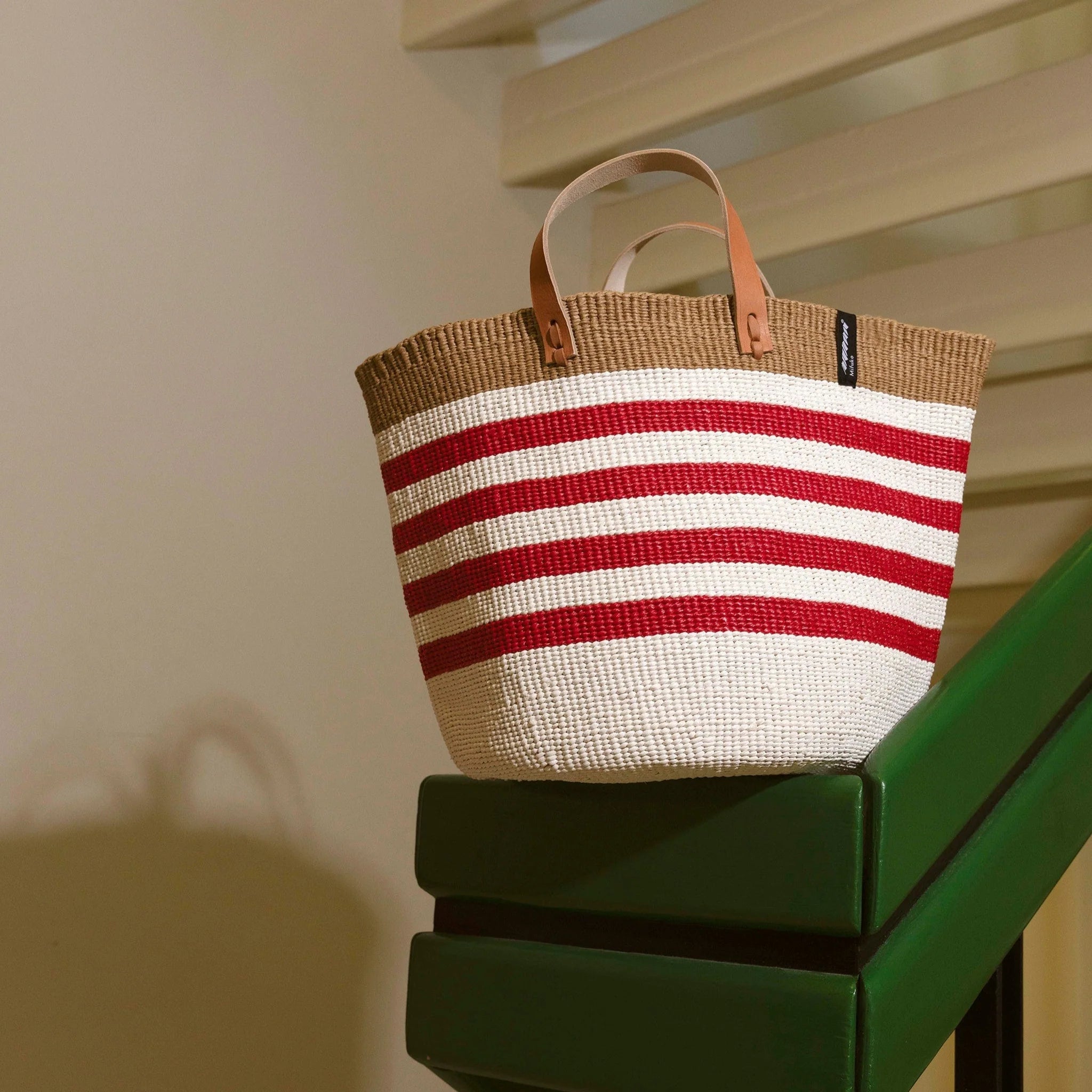 Kiondo Market Basket, Thin Red Stripe