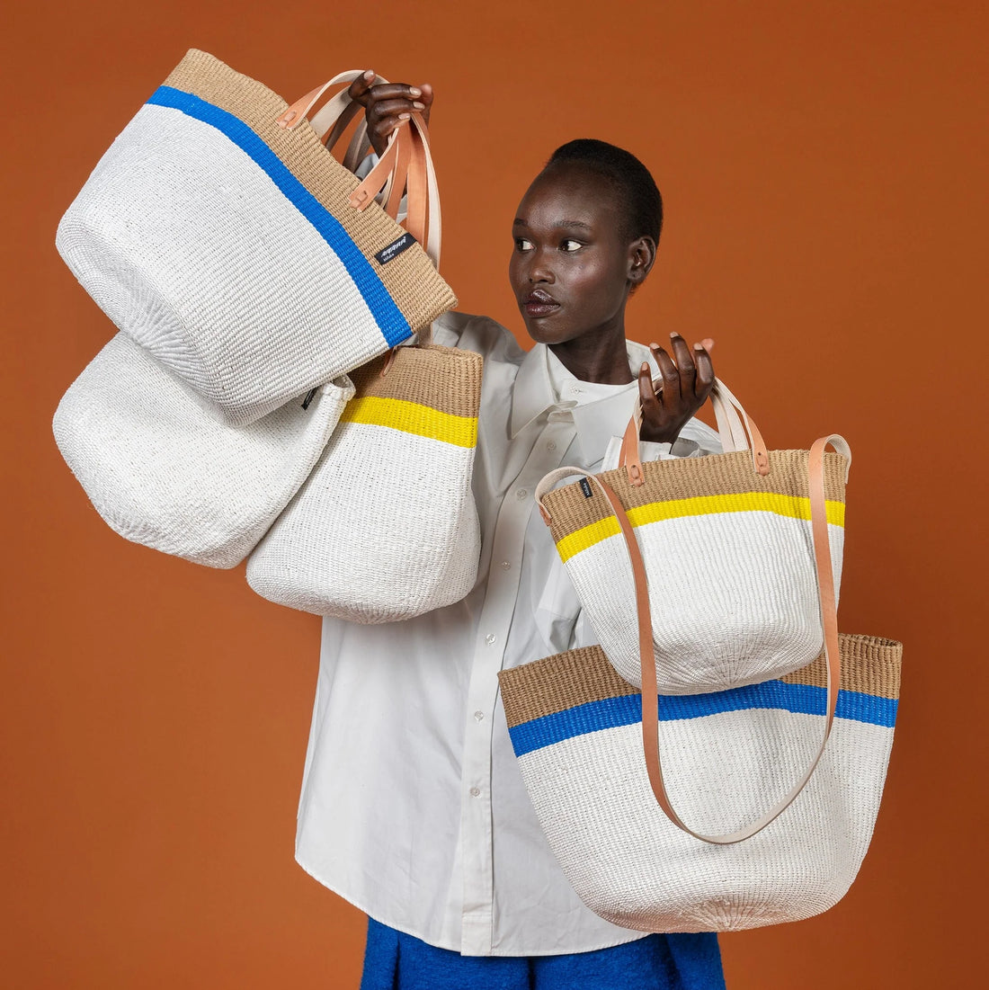 Kiondo Shopping Basket, Blue Stripe