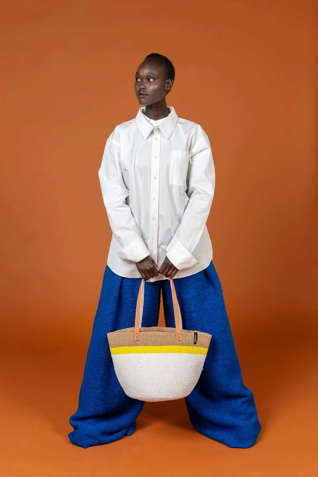 Kiondo Shopping Basket, Yellow Stripe