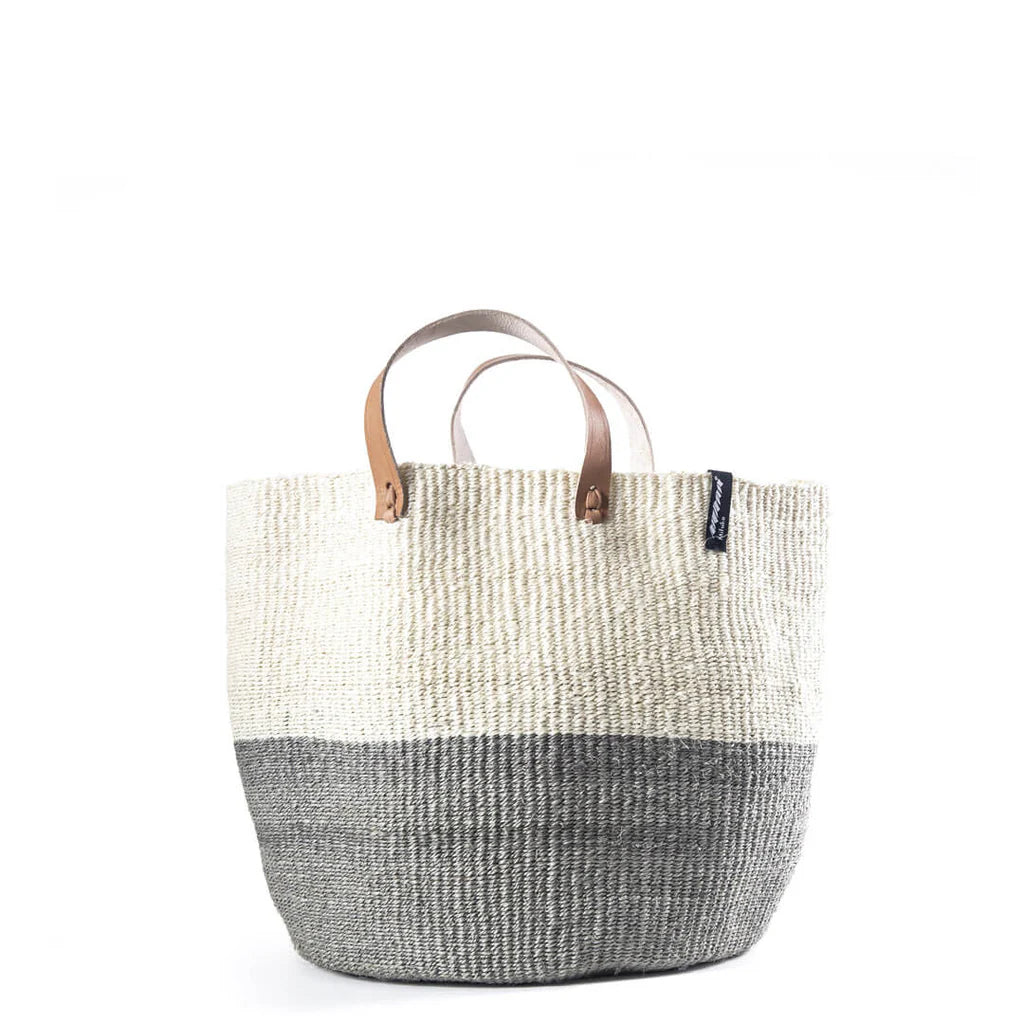 Kiondo Market Basket, Natural & Light Grey