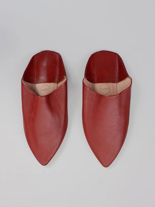 MOROCCAN CLASSIC POINTED BABOUCHE SLIPPERS, BRICK / MEN